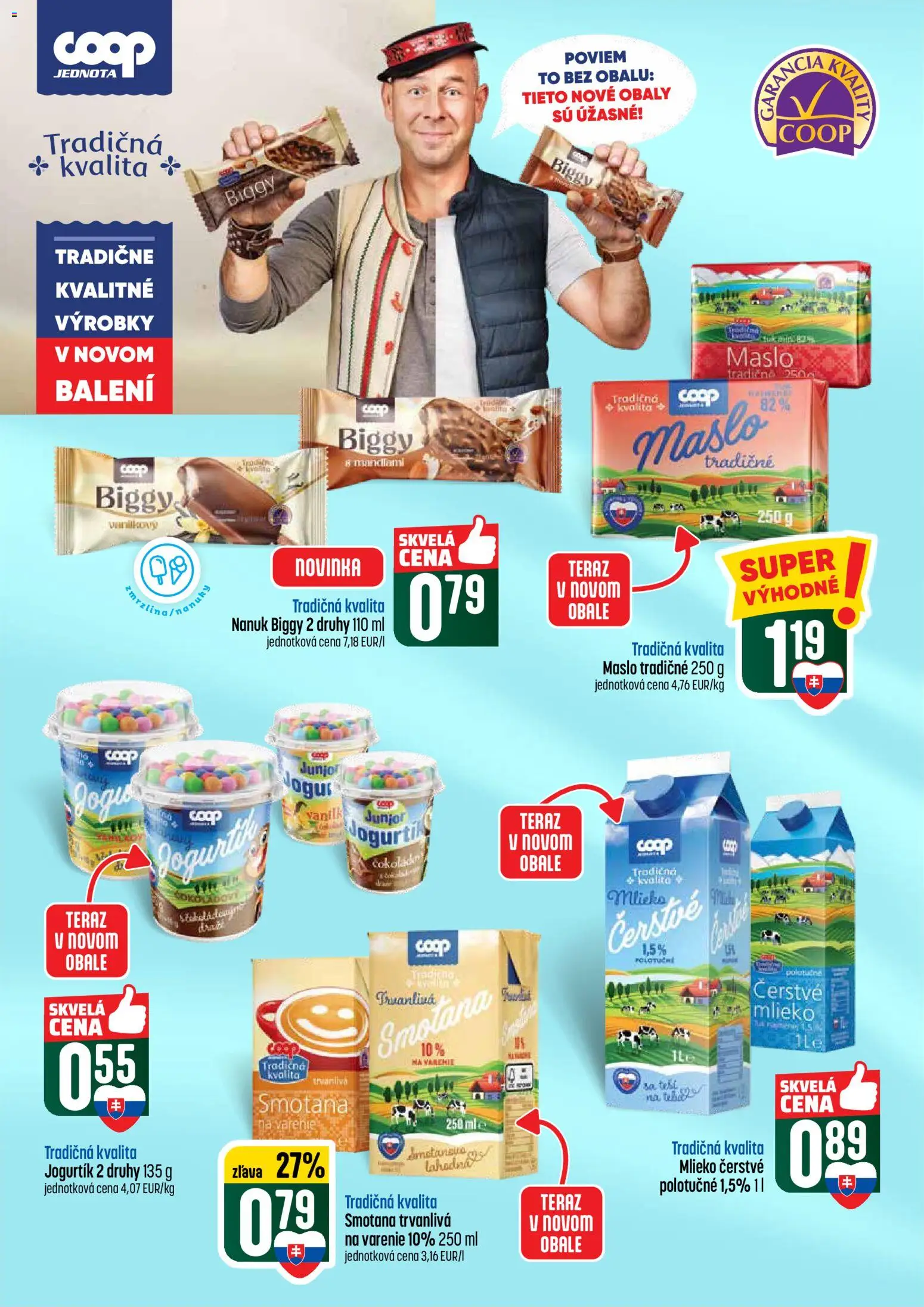 Nové COOP Jednota akcie – leták je platný od 21.05.2026 | Strana: 8 | Produkty: Maslo, Mlieko, Smotana, Nanuk