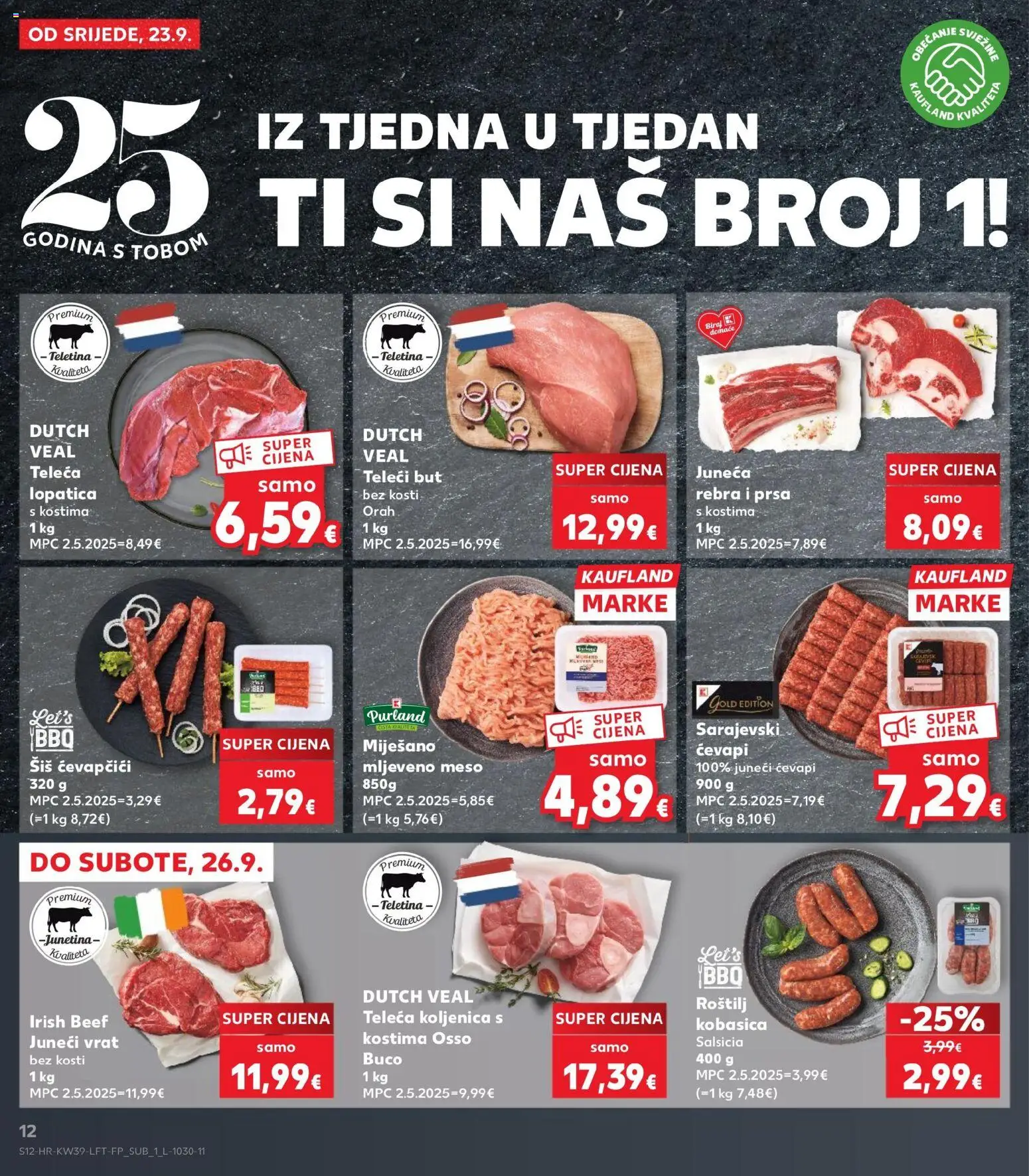 Kaufland katalog | vrijedi od 23.09.2026 | Stranica: 12 | Proizvodi: Teletina, Junetina, Kobasica, Teleći but
