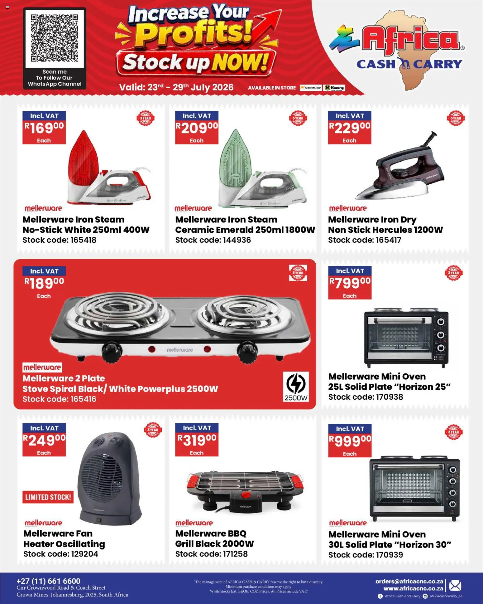 New Africa Cash & Carry catalogue – valid from 23/07/2026 | Page: 36 | Products: Stove, Grill, Iron, Stock