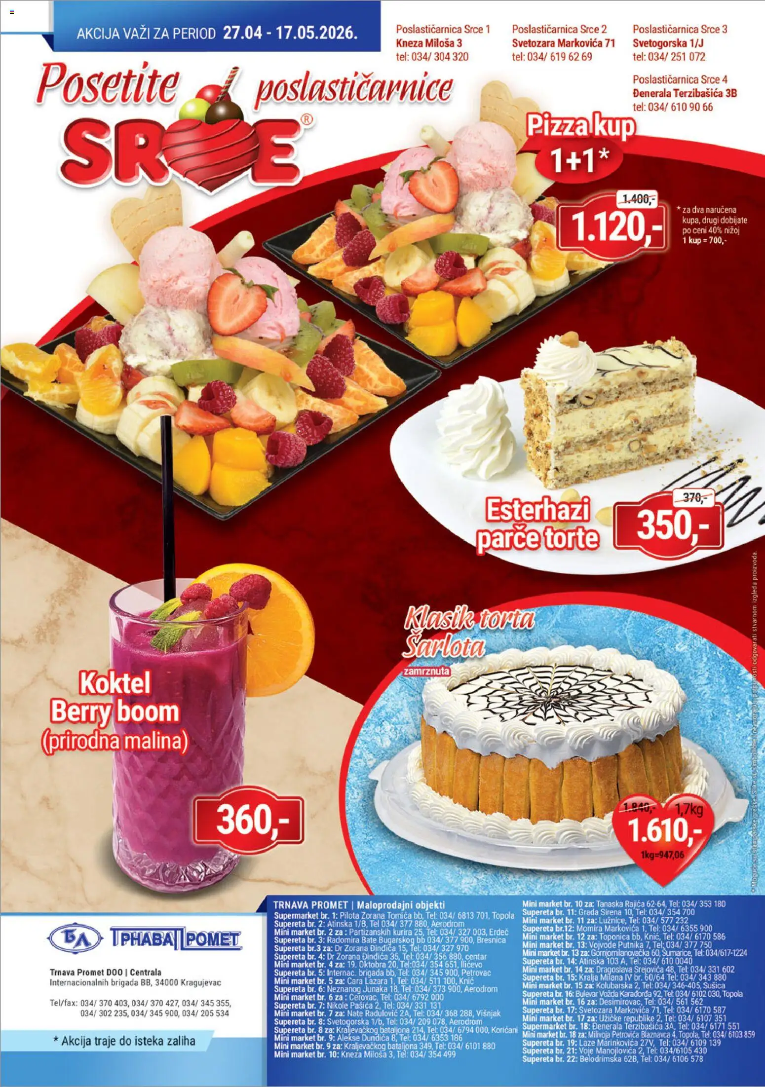 Trnava Promet katalog - važi od 27.04.2026 | Strana: 24 | Proizvode: Malina, Torta