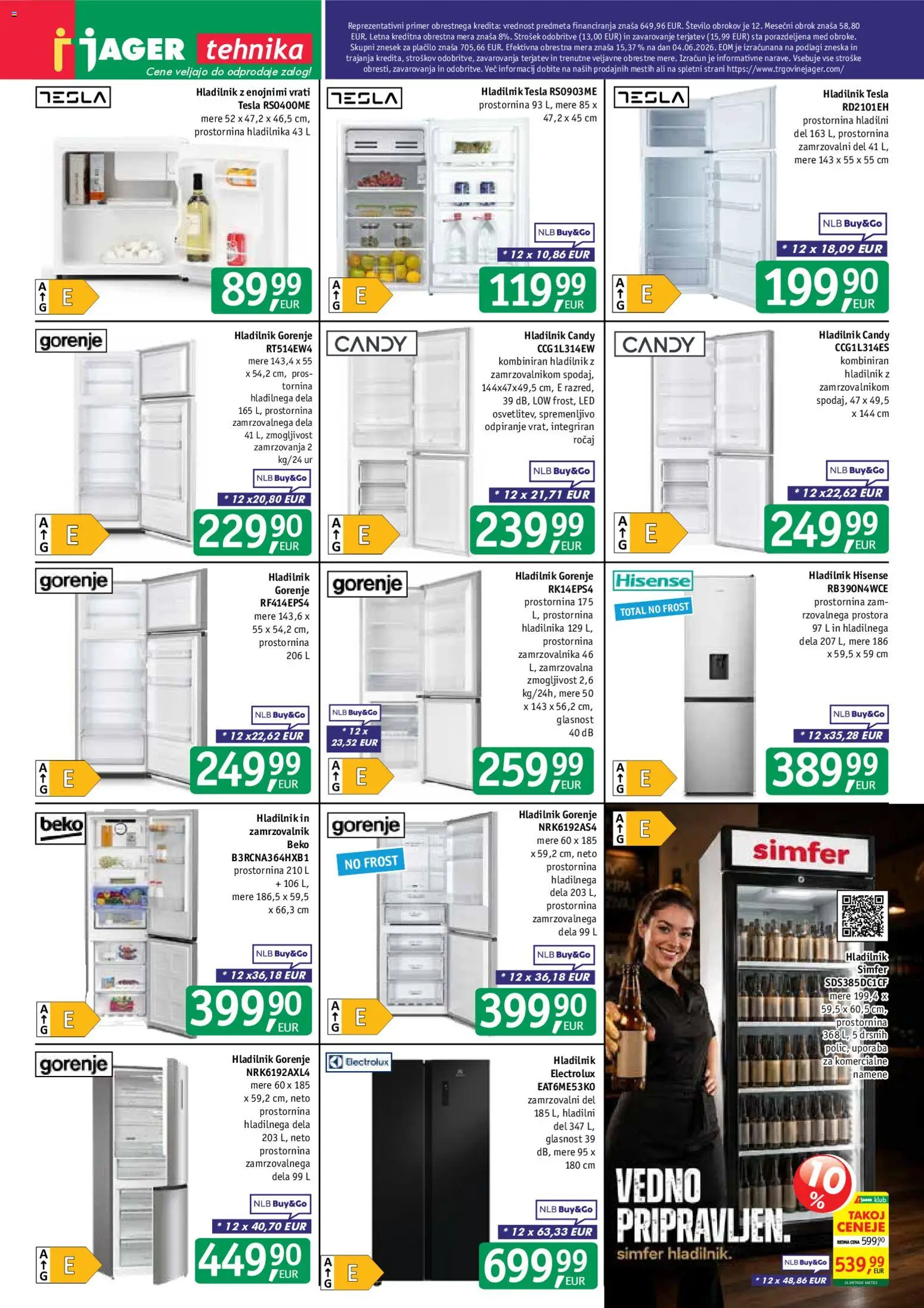 Novi Jager katalog ponudbe – veljaven od 01.07.2026 | Stran: 11 | Izdelki: Hladilnik, Zamrzovalnik