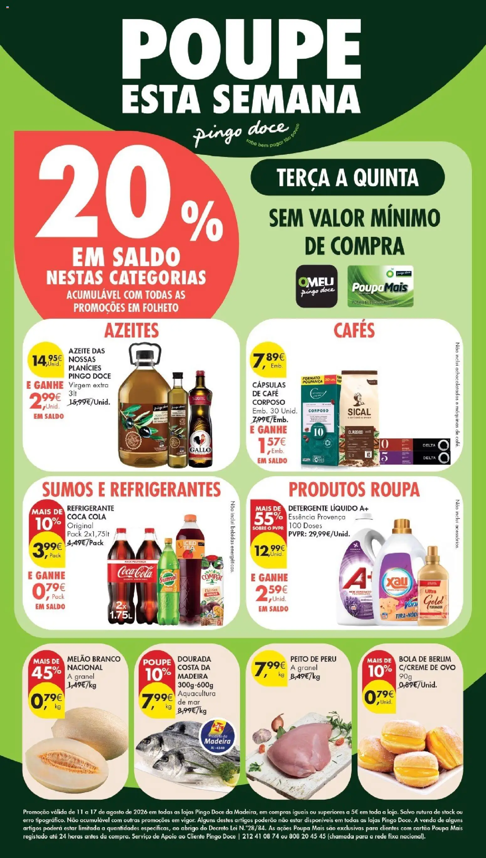 Pingo Doce Poupe Esta Semana Madeira │ válido de 11/08/2026 | Página: 1 | Produtos: Refrigerante, Peito de peru, Bola de Berlim, Melão