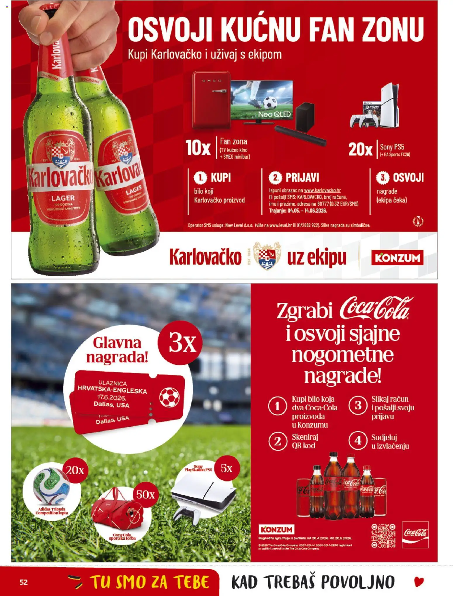 Konzum HR akciós ujság - amely érvényes a következő dátumtól: 06.05.2026 | Oldal: 52 | Termékek: PlayStation, Coca Cola, TV, Cola