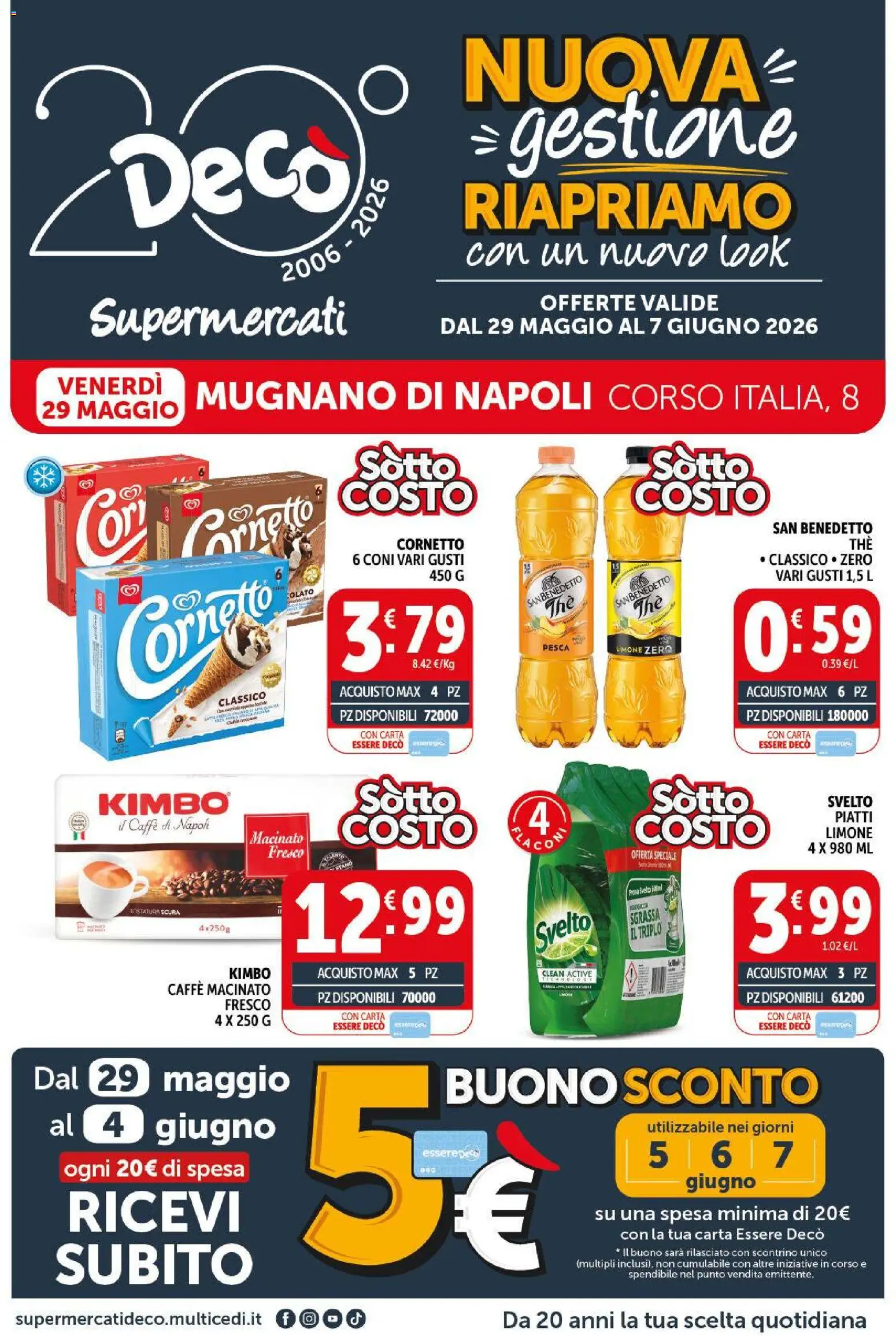 Volantino Decò del 29.05.2026 | Pagina: 1 | Prodotti: Cornetto, Limone, Pesca, Macinato
