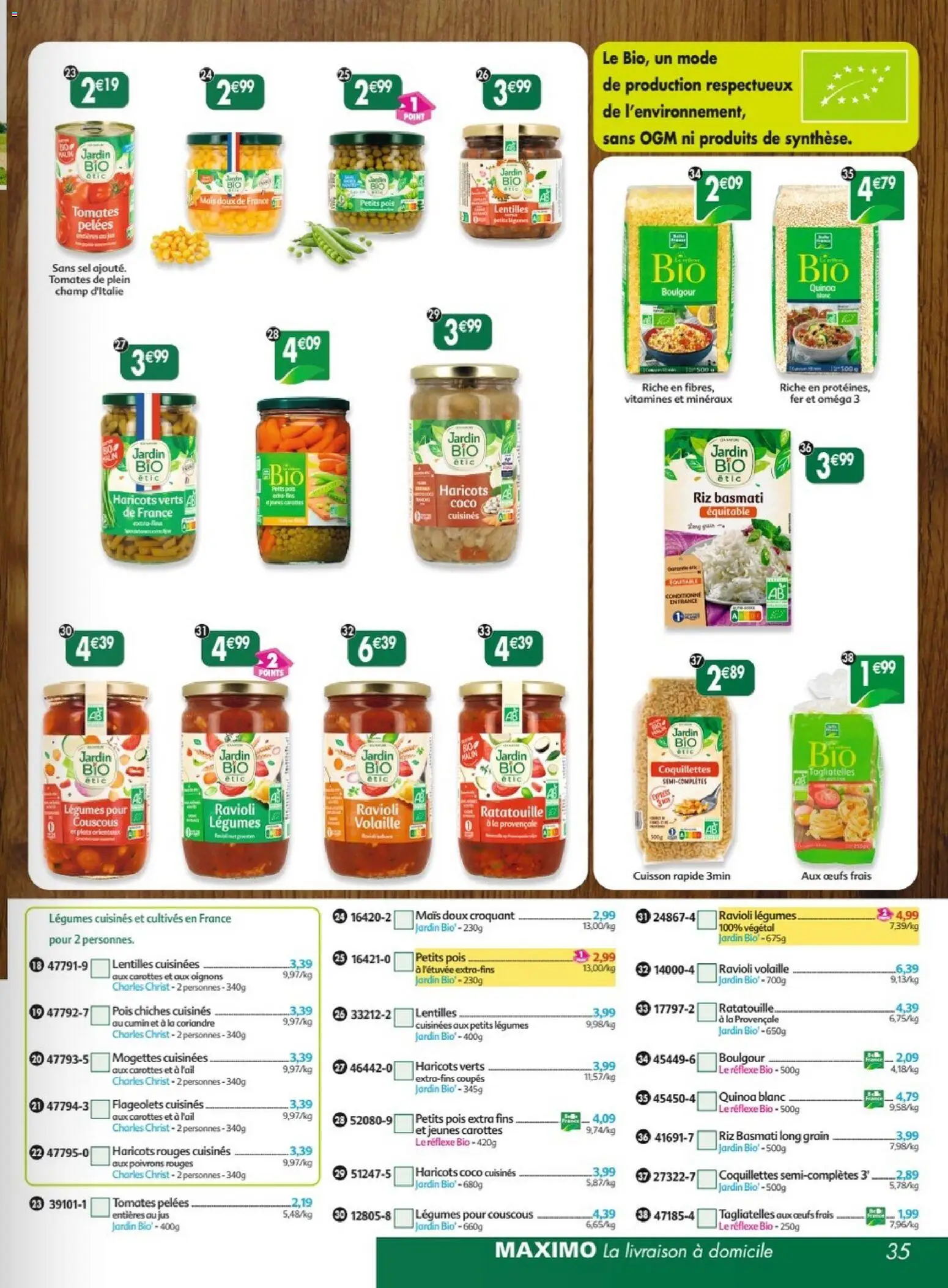 {H1} | Page: 35 | Produits: Sel, Cumin, Pois chiches, Riz