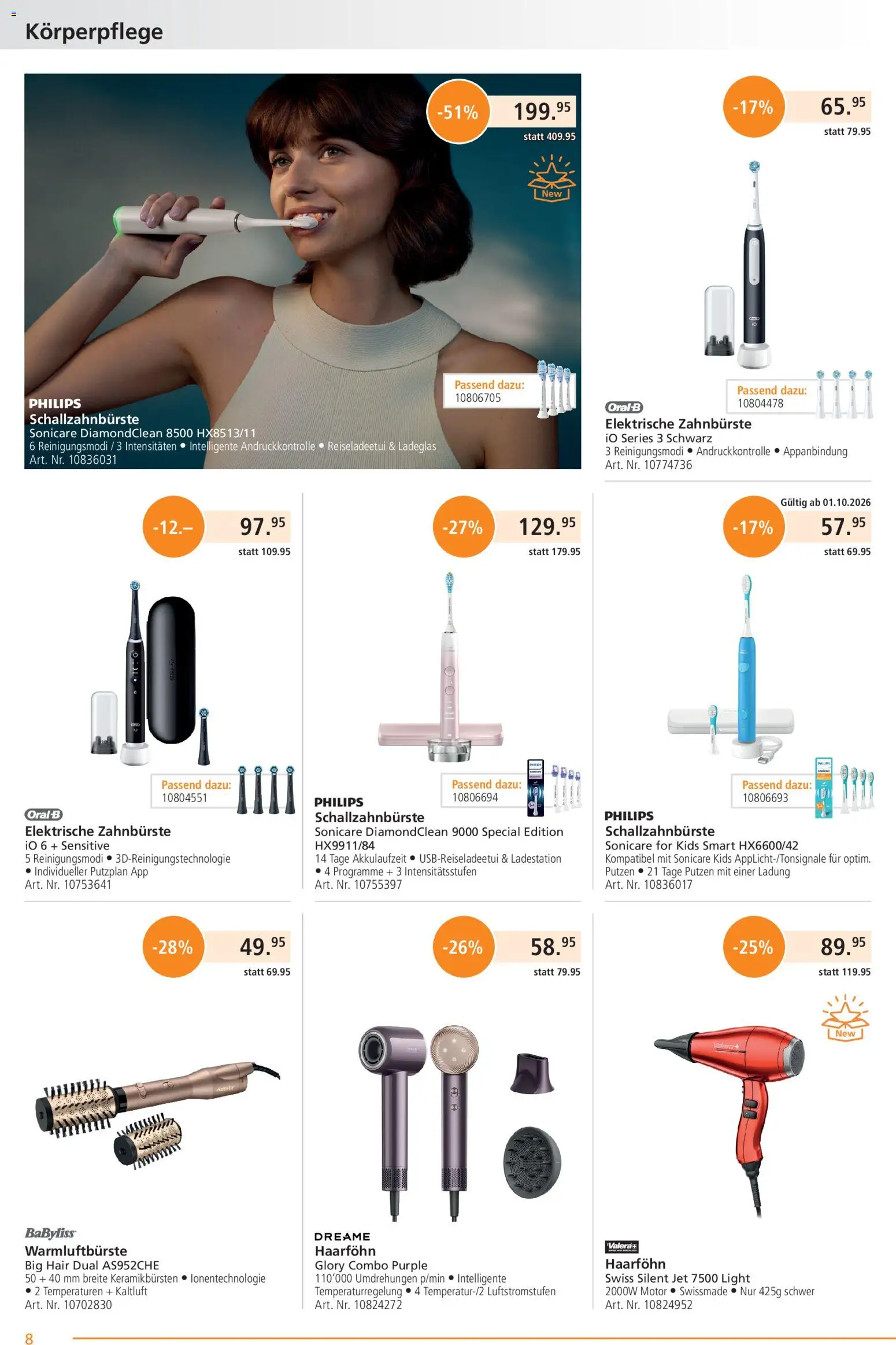 Fust aktionen – gültig ab 21.09.2026 | Seite: 8 | Produkte: Elektrische zahnbürste, Zahnbürste, Haarföhn, Philips