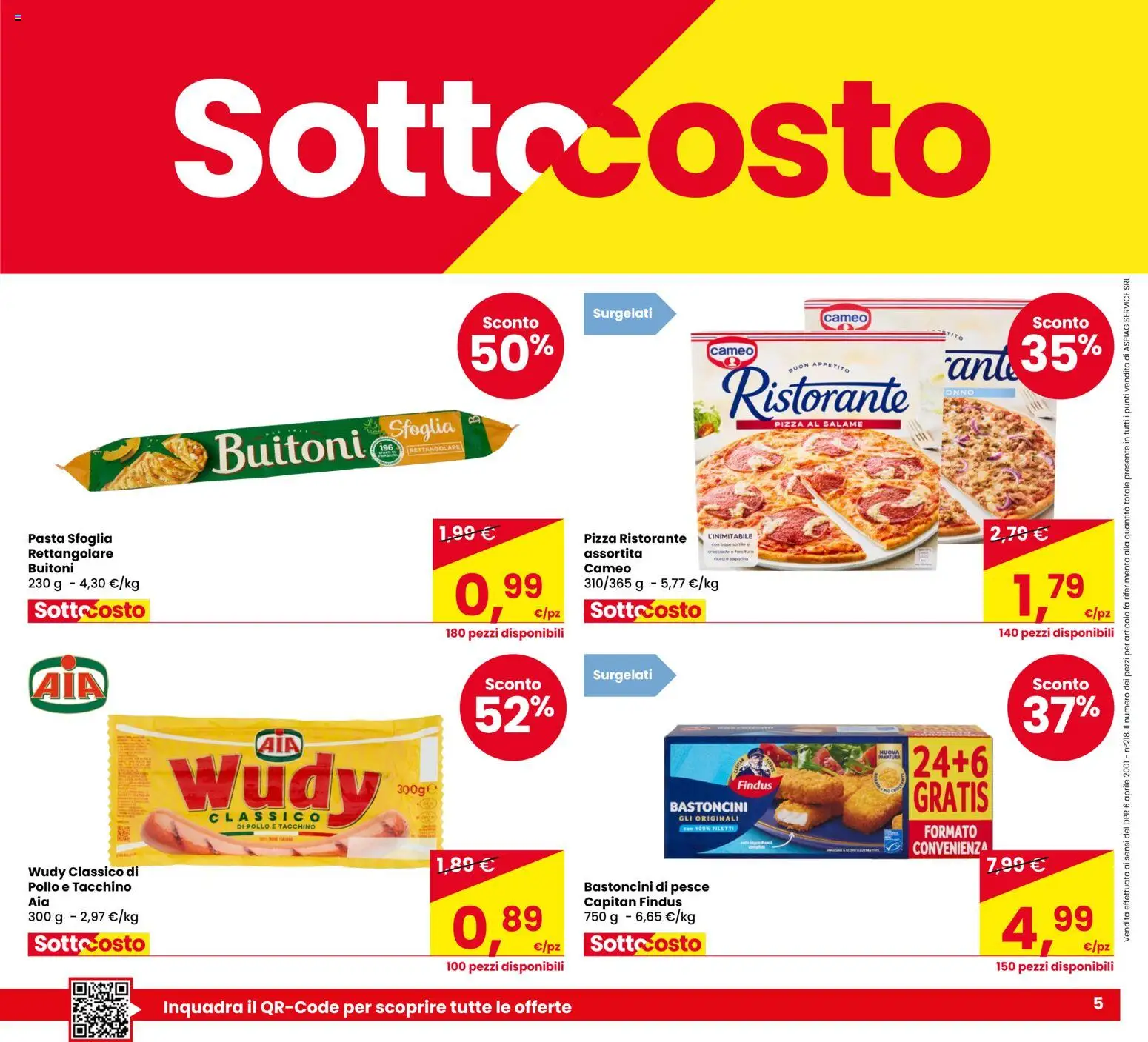 Volantino Despar del 22/10/2026 | Pagina: 5 | Prodotti: Salame, Pizza, Pesce, Tacchino