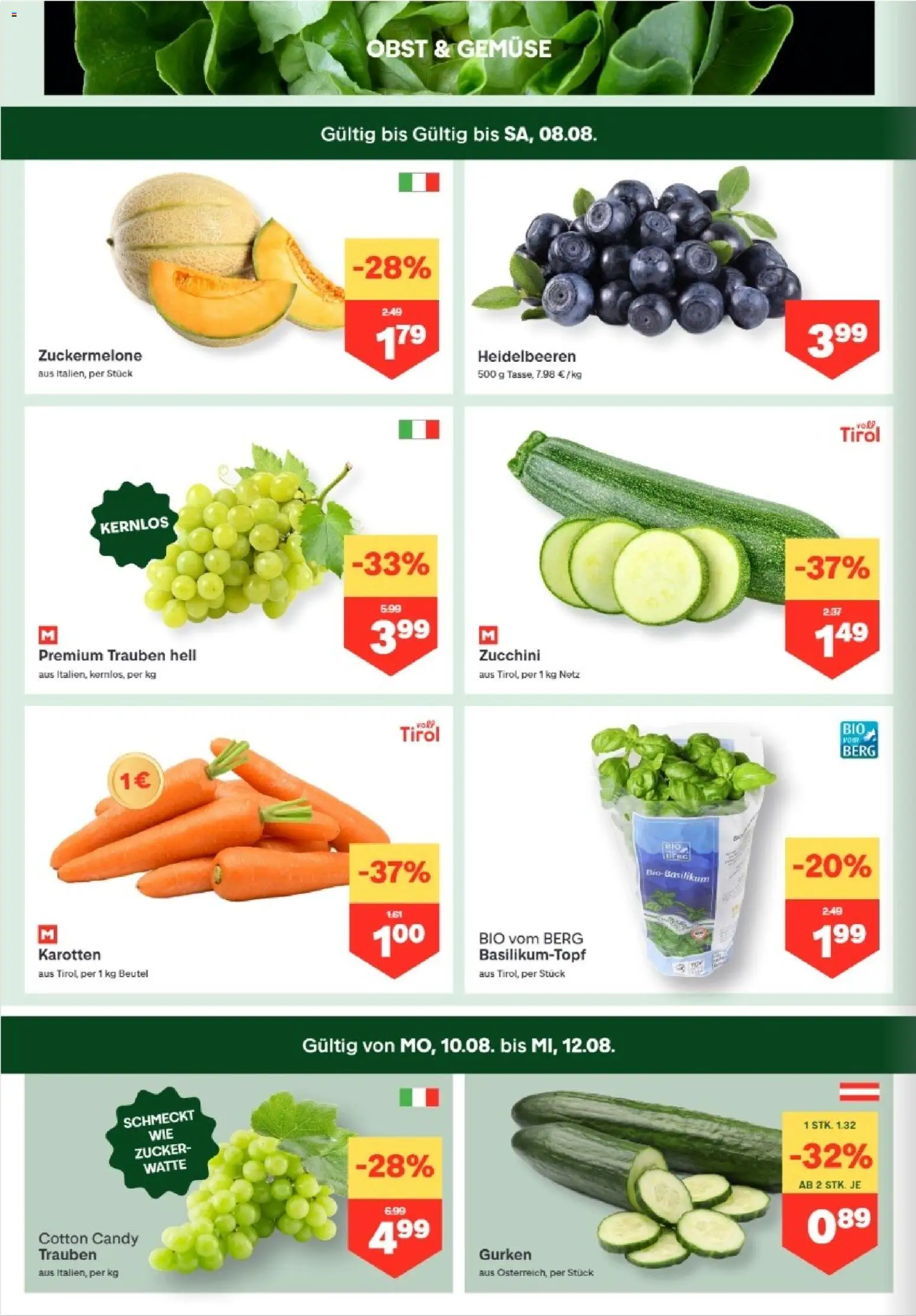 MPREIS Hohenems gültig ab 06.08.2026 | Seite: 2 | Produkte: Gurken, Gemüse, Obst, Zucker