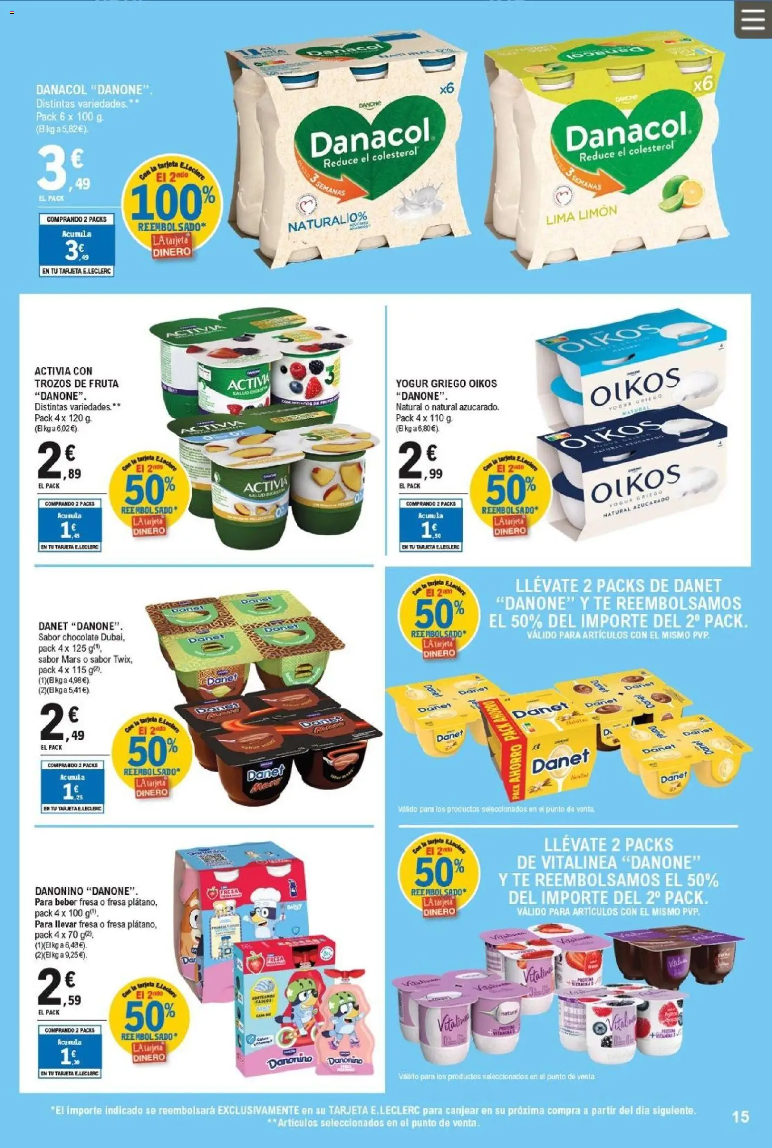 E.Leclerc folleto │ válido desde el 11/03/2026 | Página: 15 | Productos: Yogur, Chocolate, Μαγειρική εστία, Té