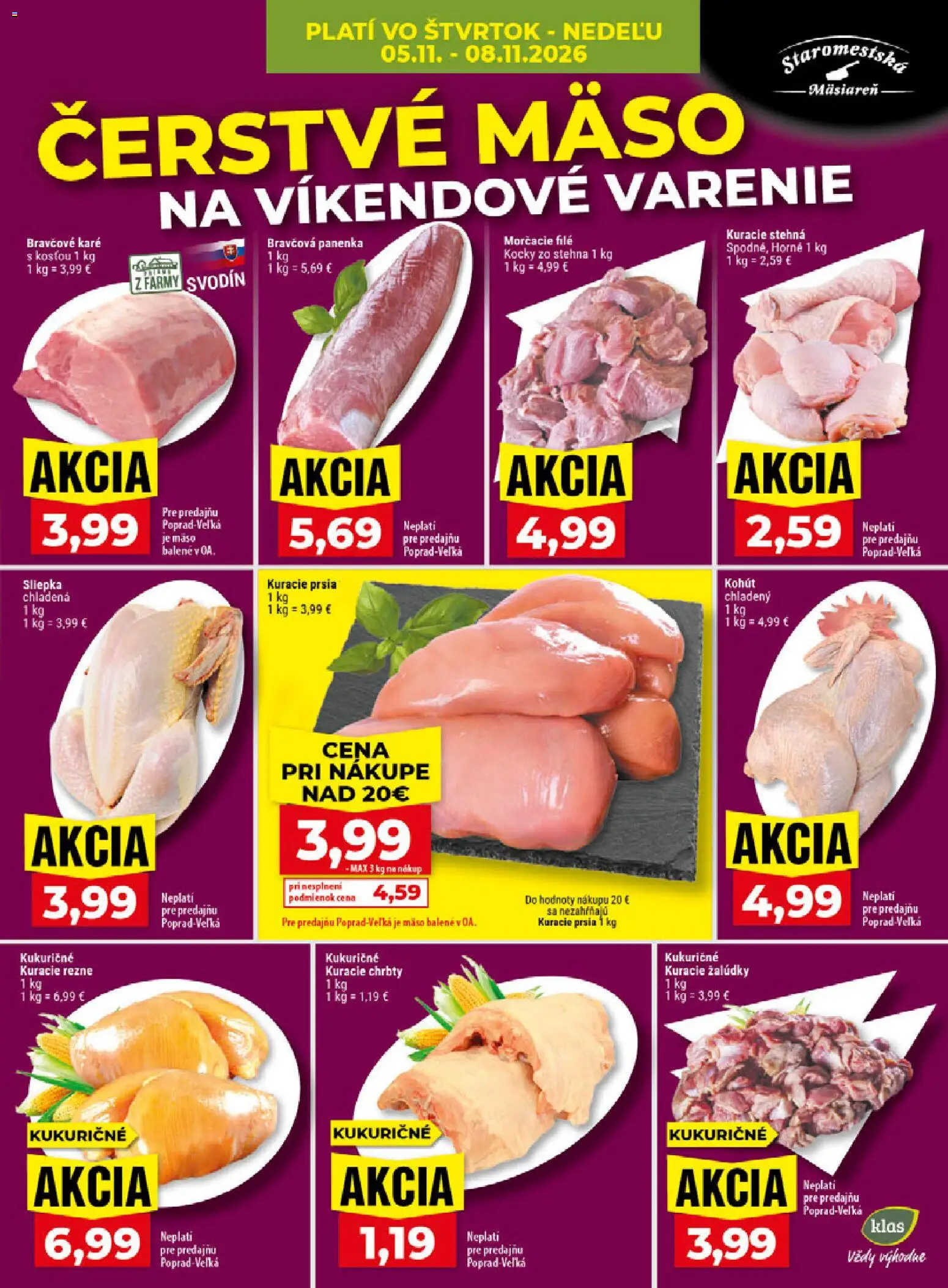 Nové Klas akcie – leták je platný od 02.11.2026 | Strana: 24 | Produkty: Filé, Kuracie rezne, Stehná, Rezne
