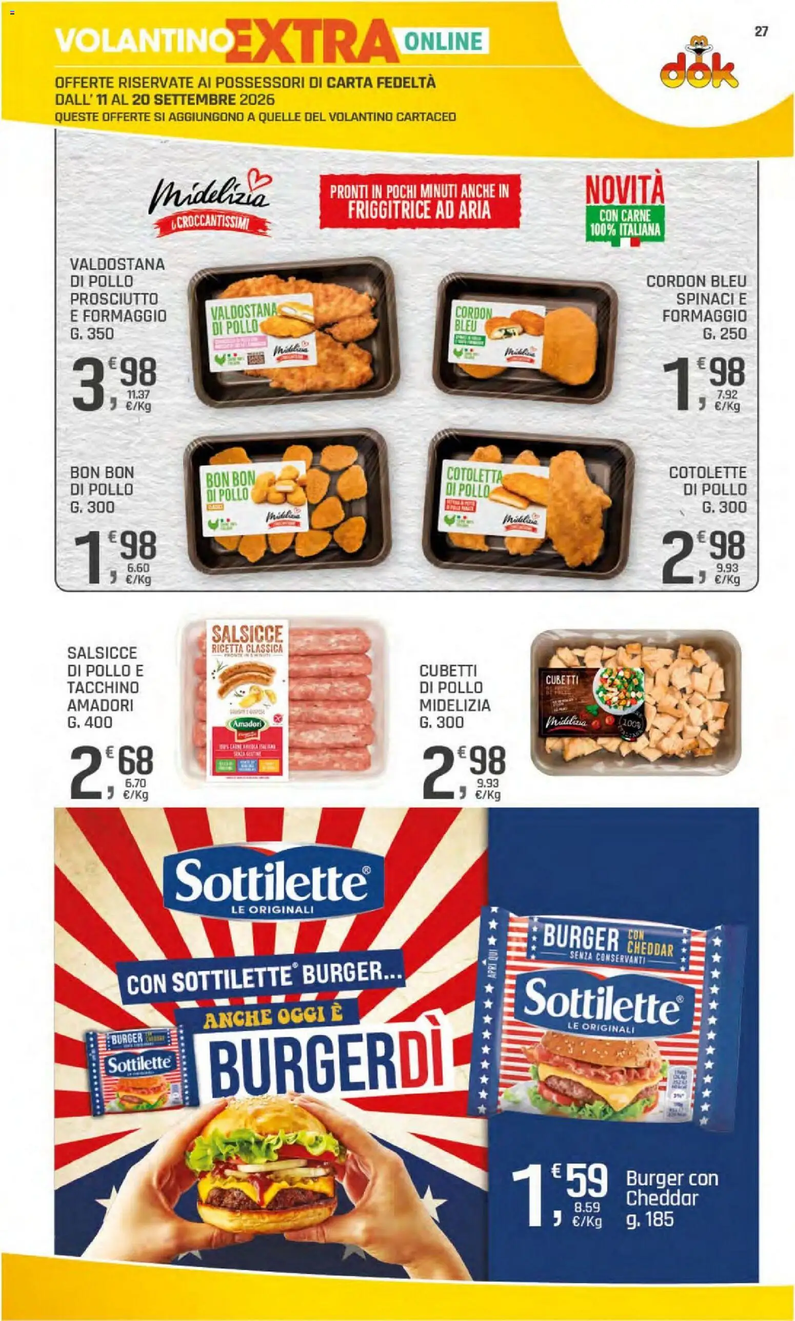 Volantino DOK del 11/09/2026 | Pagina: 28 | Prodotti: Friggitrice ad aria, Cheddar, Tacchino, Friggitrice