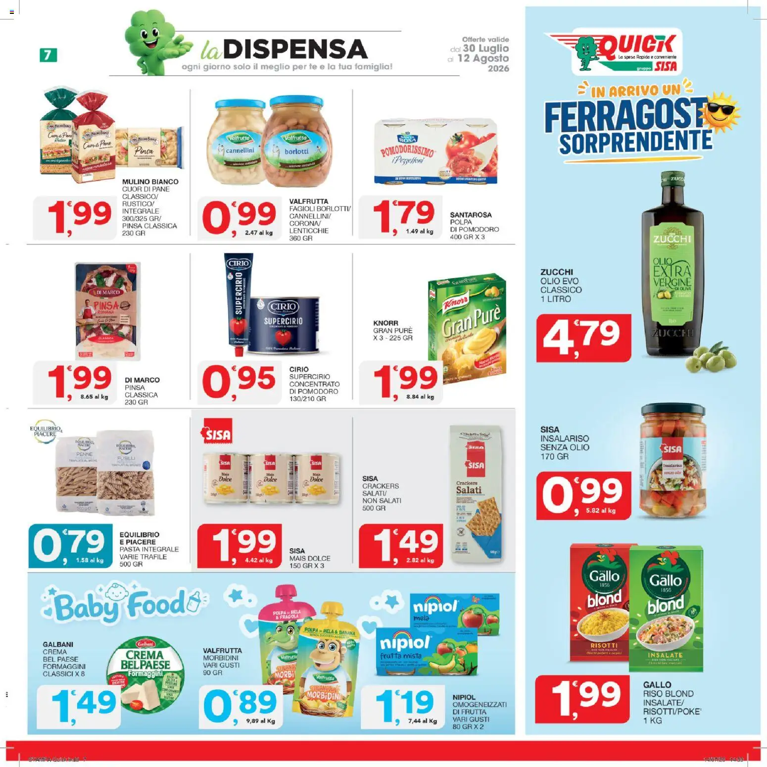 Volantino SISA del 30/07/2026 | Pagina: 7 | Prodotti: Riso, Olio, Pasta, Mais