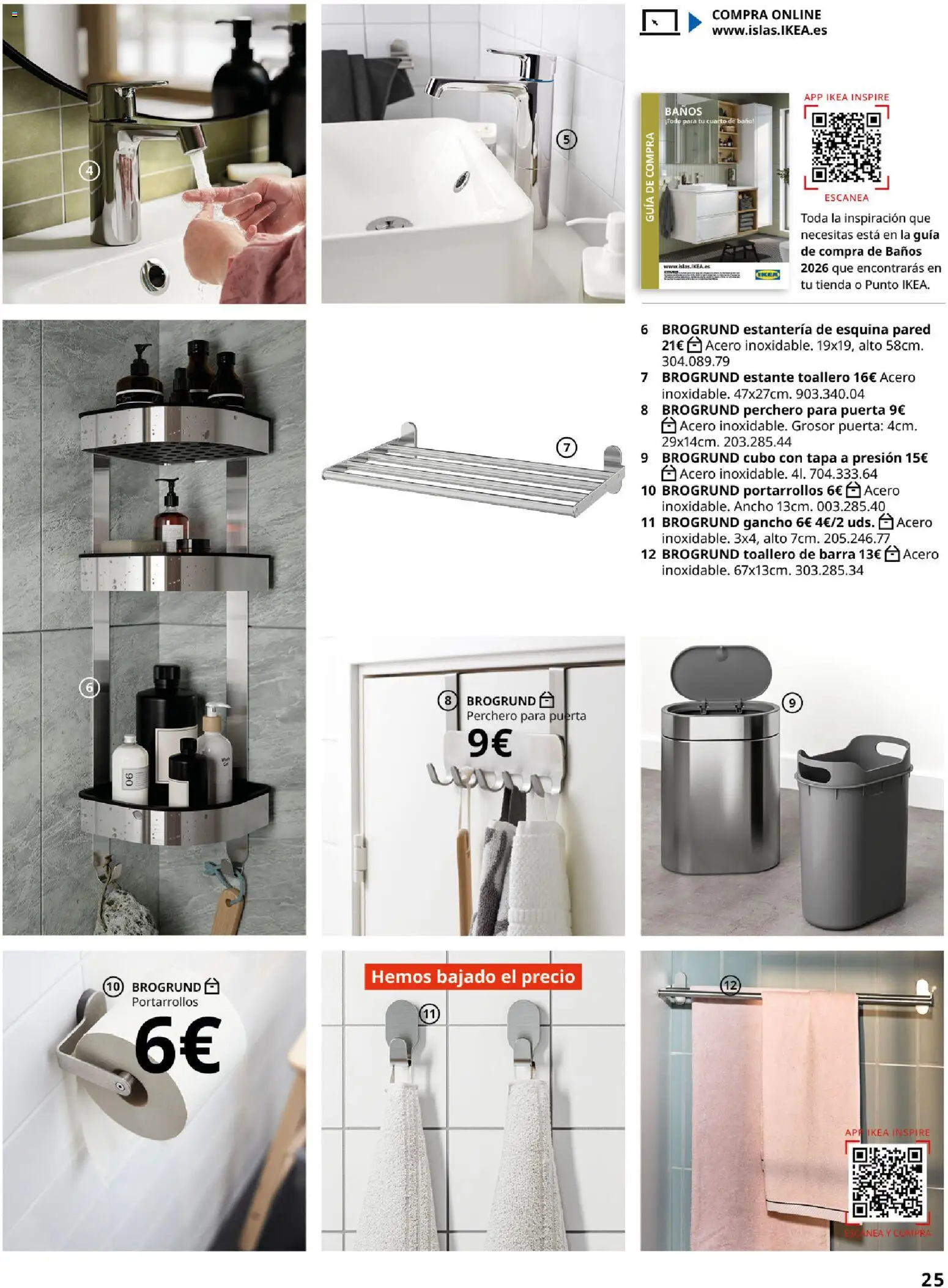 Catálogo IKEA Baňos │ válido desde el 01.02.2026 | Página: 25 | Productos: Toallero, Cubo con tapa, Estante, Baño