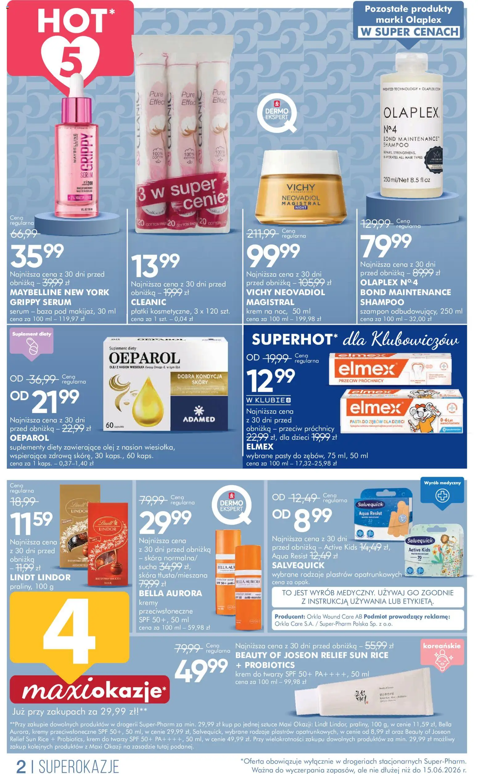 Super-pharm gazetka od 30.05.2026 | Strona: 2 | Produkty: Olej, Szampon, Pasta do zębów, Krem do twarzy