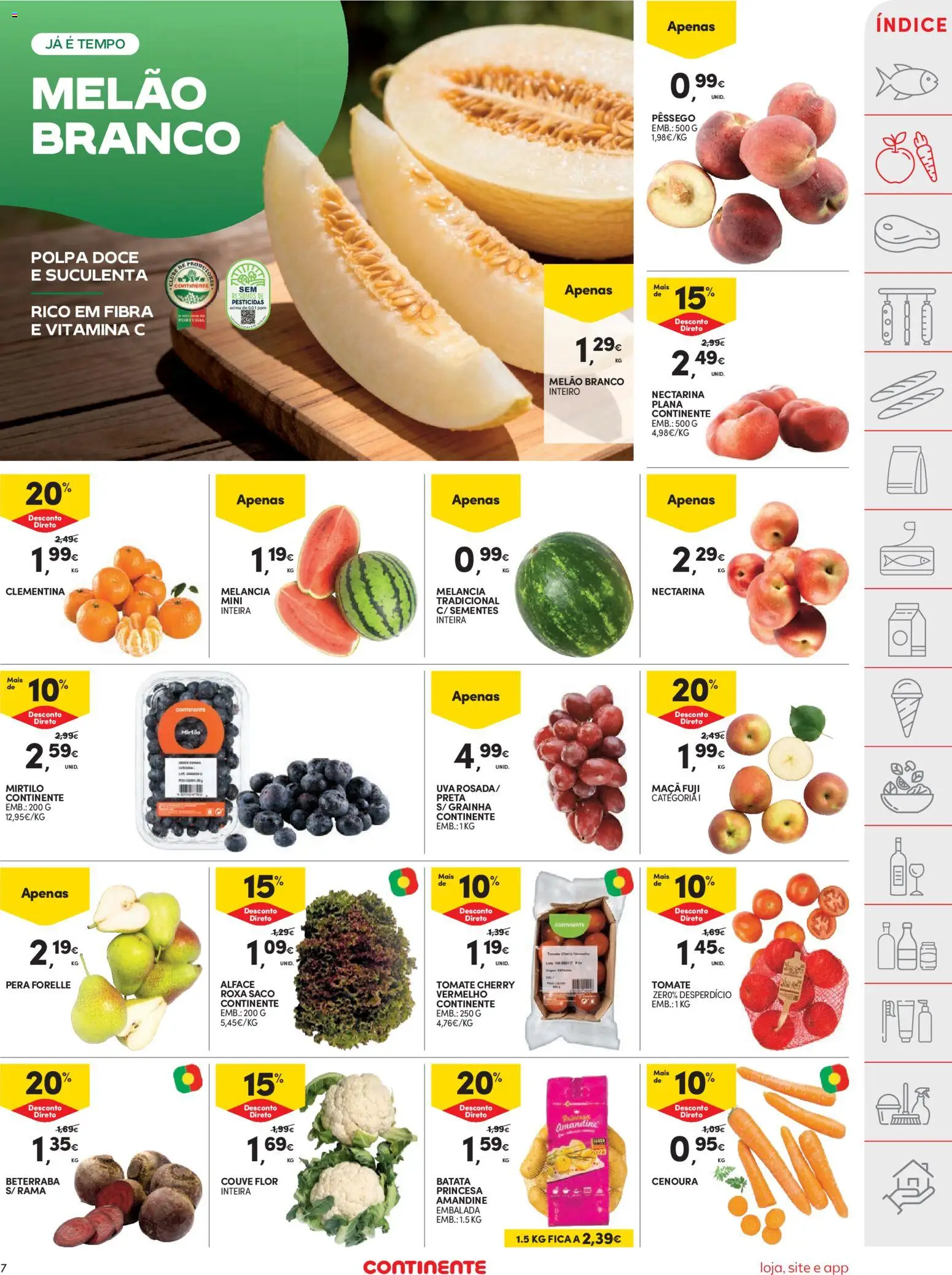 Continente folheto │ válido de 07/07/2026 | Página: 9 | Produtos: Batata, Melancia, Cenoura, Couve