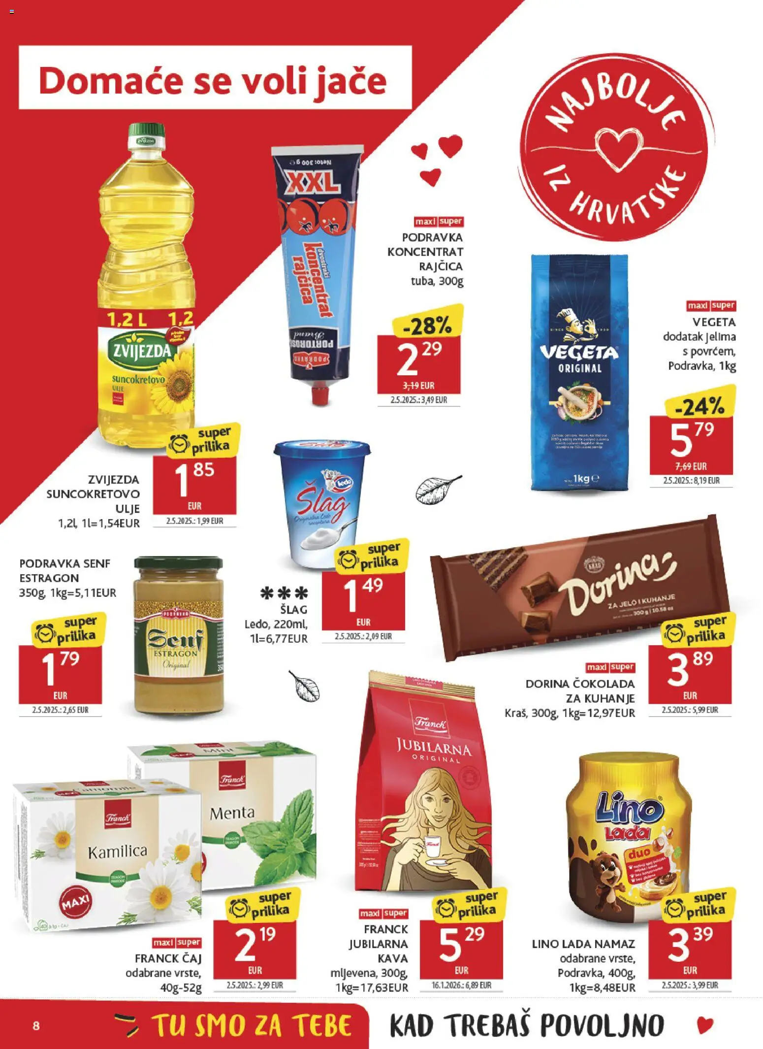 Konzum katalog | vrijedi od 07.10.2026 | Stranica: 8 | Proizvodi: Čokolada, Podravka, Senf, Lino
