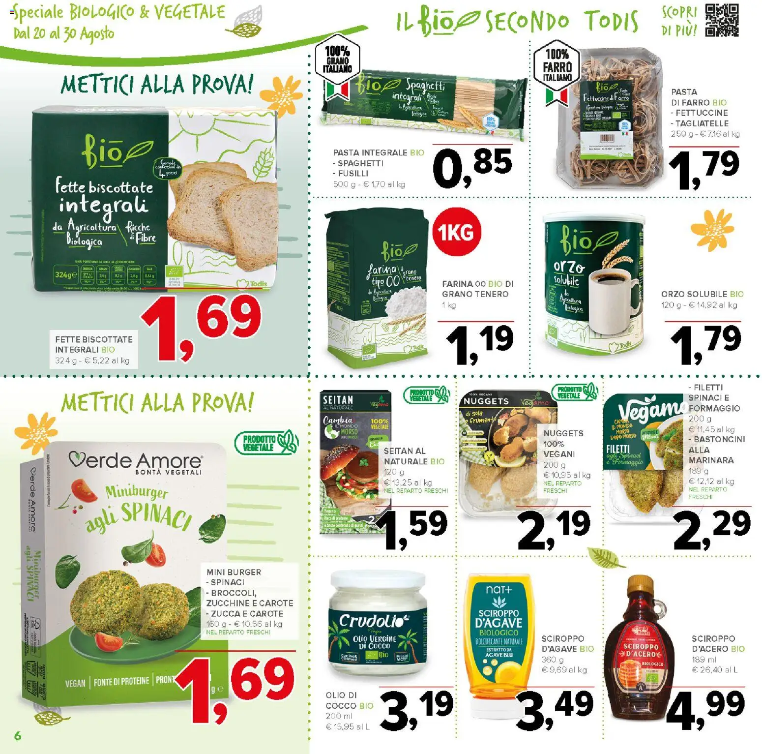 Volantino Todis del 20/08/2026 | Pagina: 6 | Prodotti: Nuggets, Olio, Sciroppo, Spaghetti
