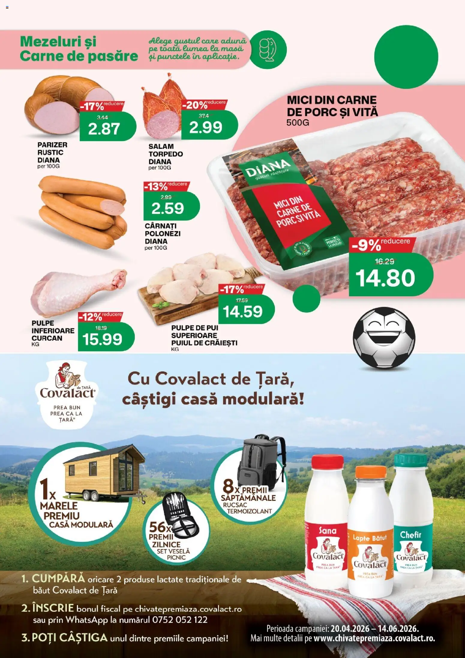Noul catalog Diana – valabil de la 01.06.2026 | Pagină: 4 | Produse: Masă, Hacıyatmaz Kedi Oyuncağı, Mici, Cârnați