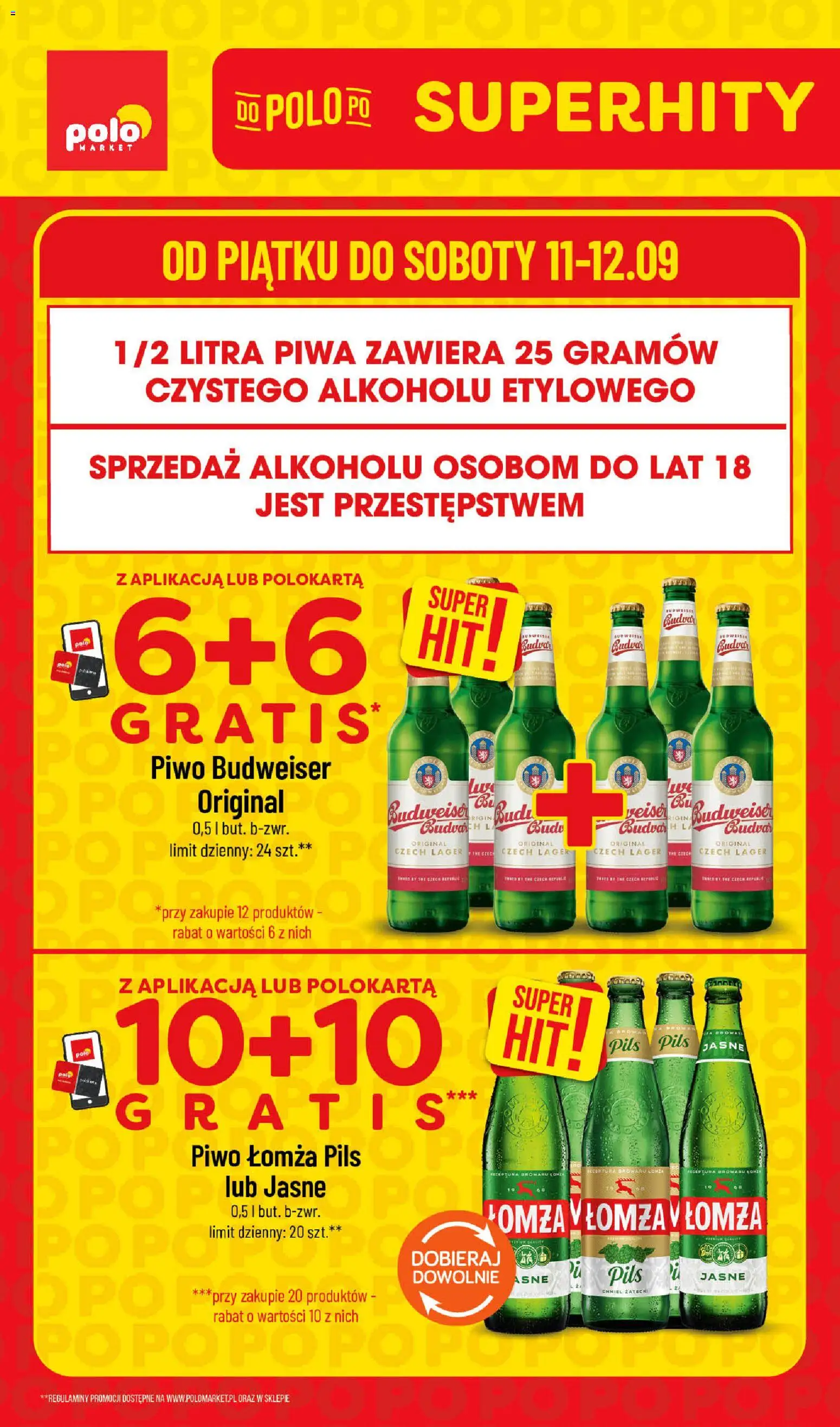 POLOmarket gazetka - Super Hity od 11.09.2026 | Strona: 1 | Produkty: Budweiser, Piwo Budweiser, Piwo