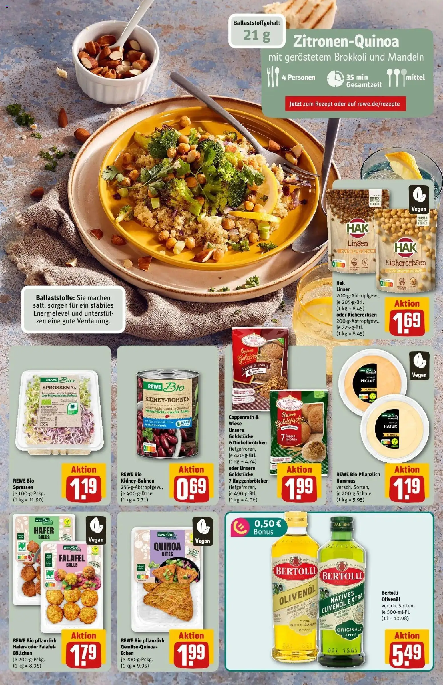 REWE Prospekt ab 07.09.2026 zum Blättern » Angebote | Seite: 5 | Produkte: Olivenol, Bertolli olivenol, Mandeln, Brokkoli