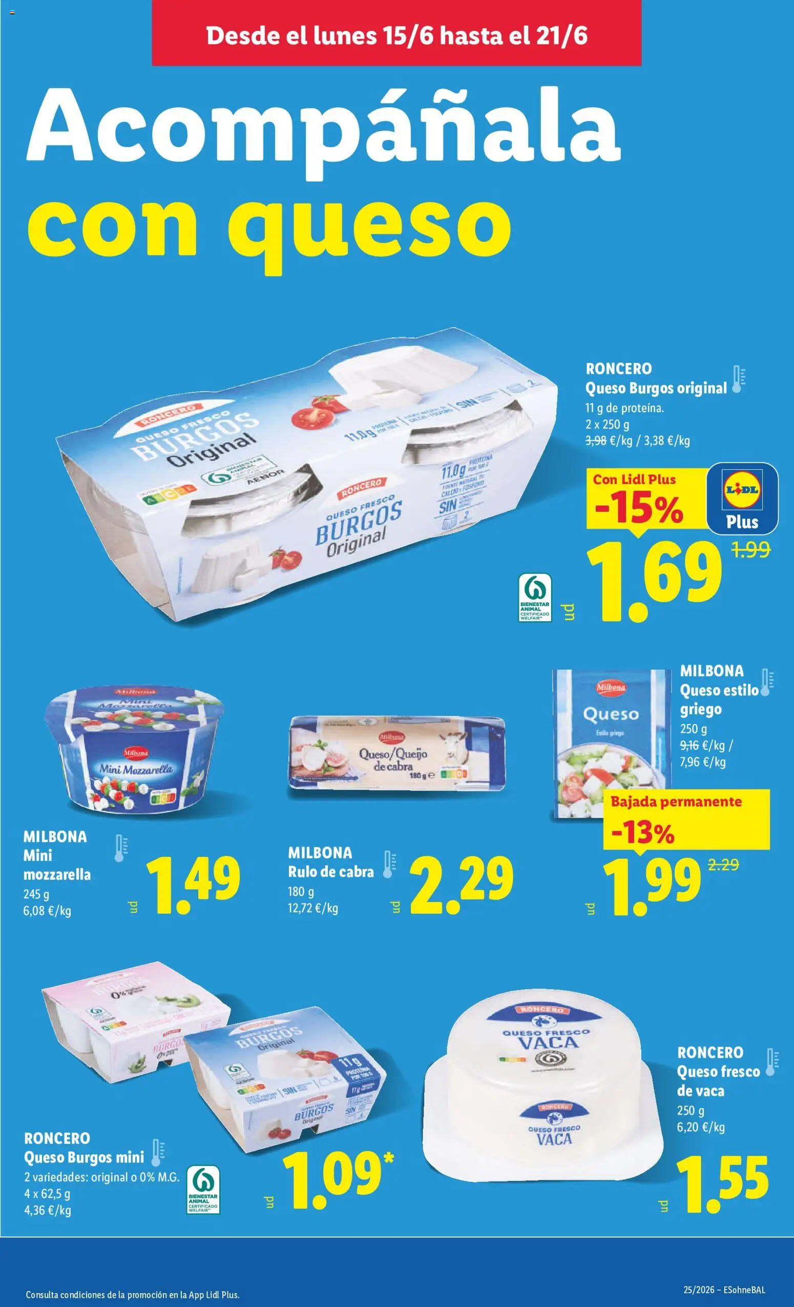 Lidl folleto │ válido desde el 15.06.2026 | Página: 15 | Productos: Queso, Queso fresco