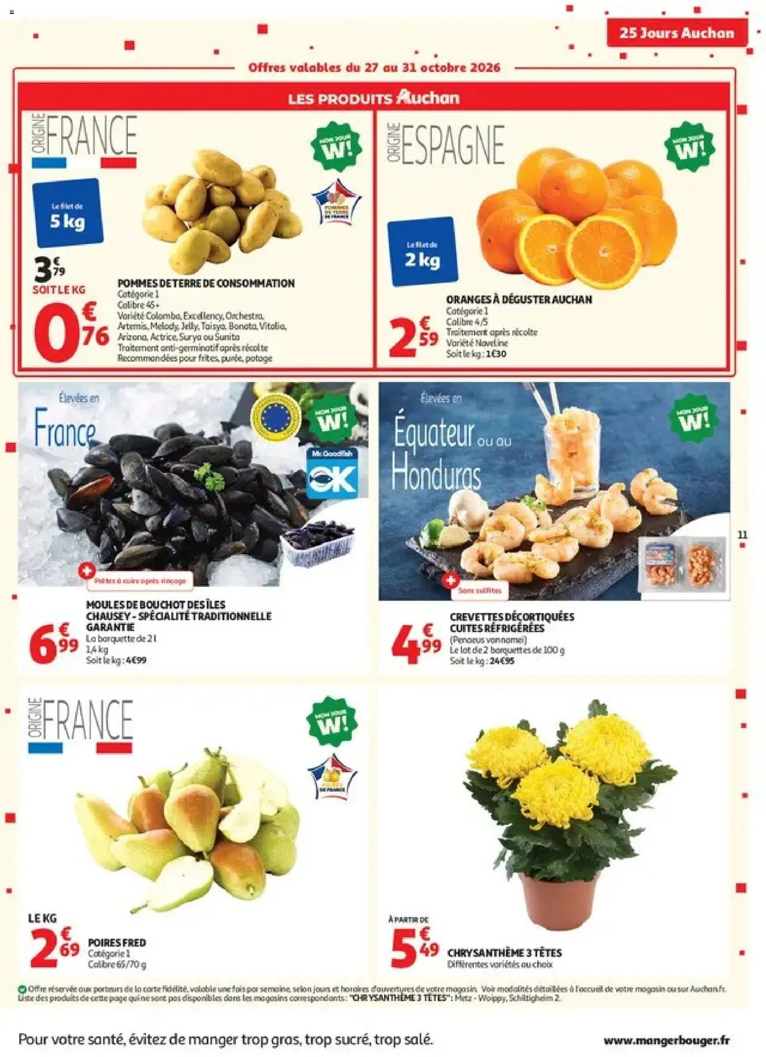 {H1} | Page: 11 | Produits: Moules, Frites, Crevettes, Pommes