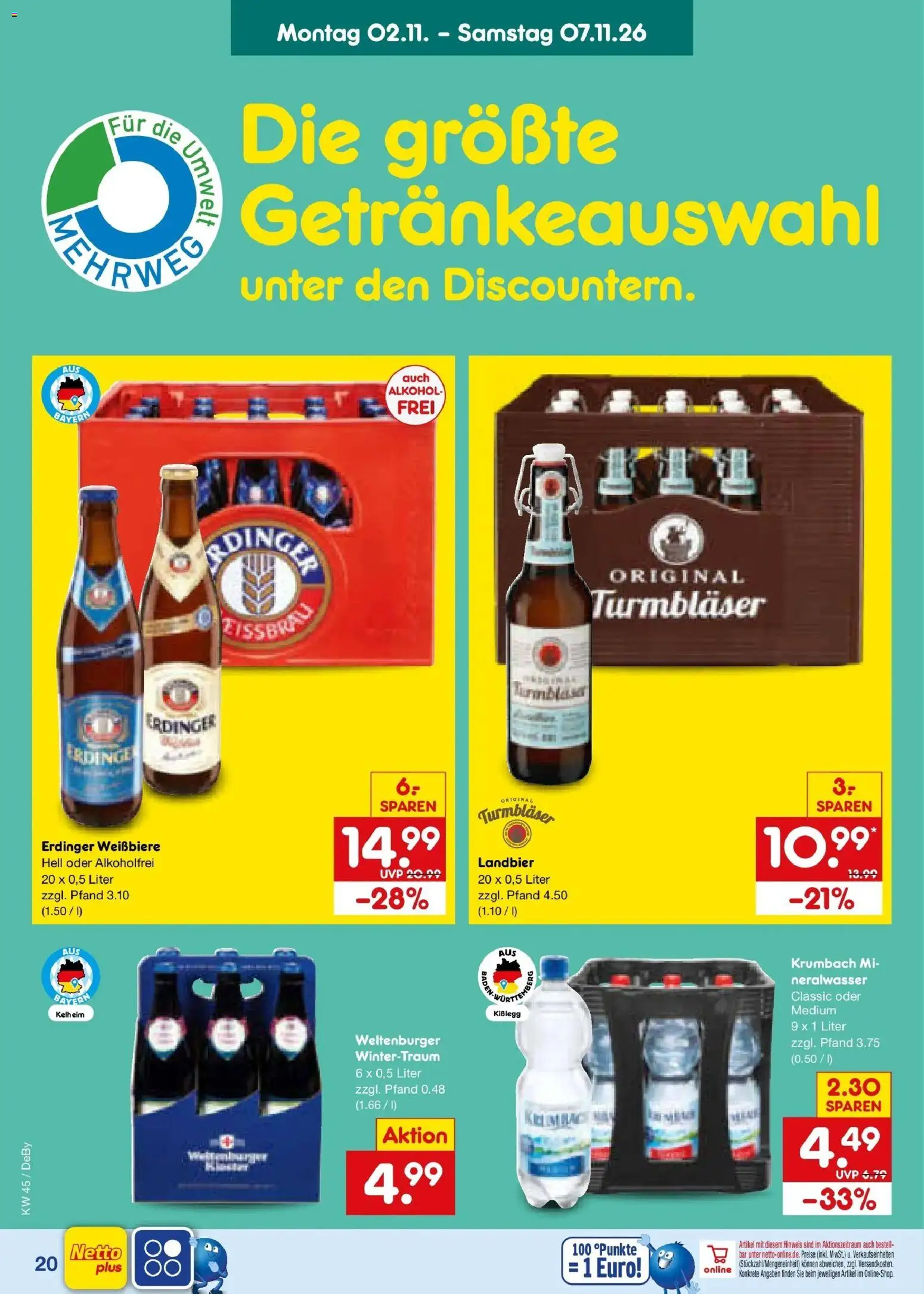 Netto Marken-Discount Prospekt Stuttgart – gültig ab 02.11.2026 | Seite: 30 | Produkte: Erdinger, Alkohol