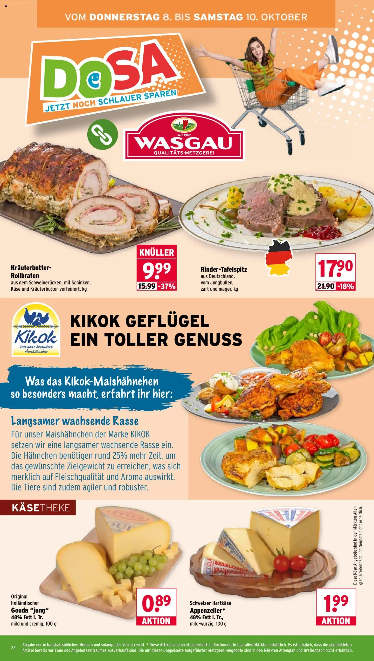 Wasgau Prospekt – gültig ab 05.10.2026 | Seite: 22 | Produkte: Hahnchen, Käse, Gouda, Kräuterbutter