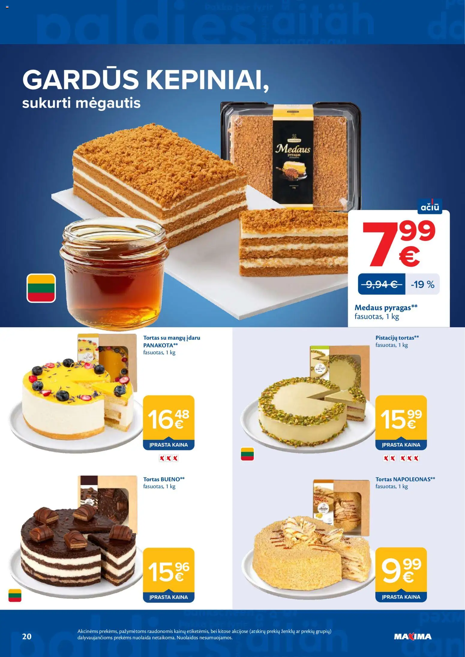 MAXIMA akcijos nuo 02.06.2026 | Puslapis: 20 | Prekių: Tortas, Pyragas