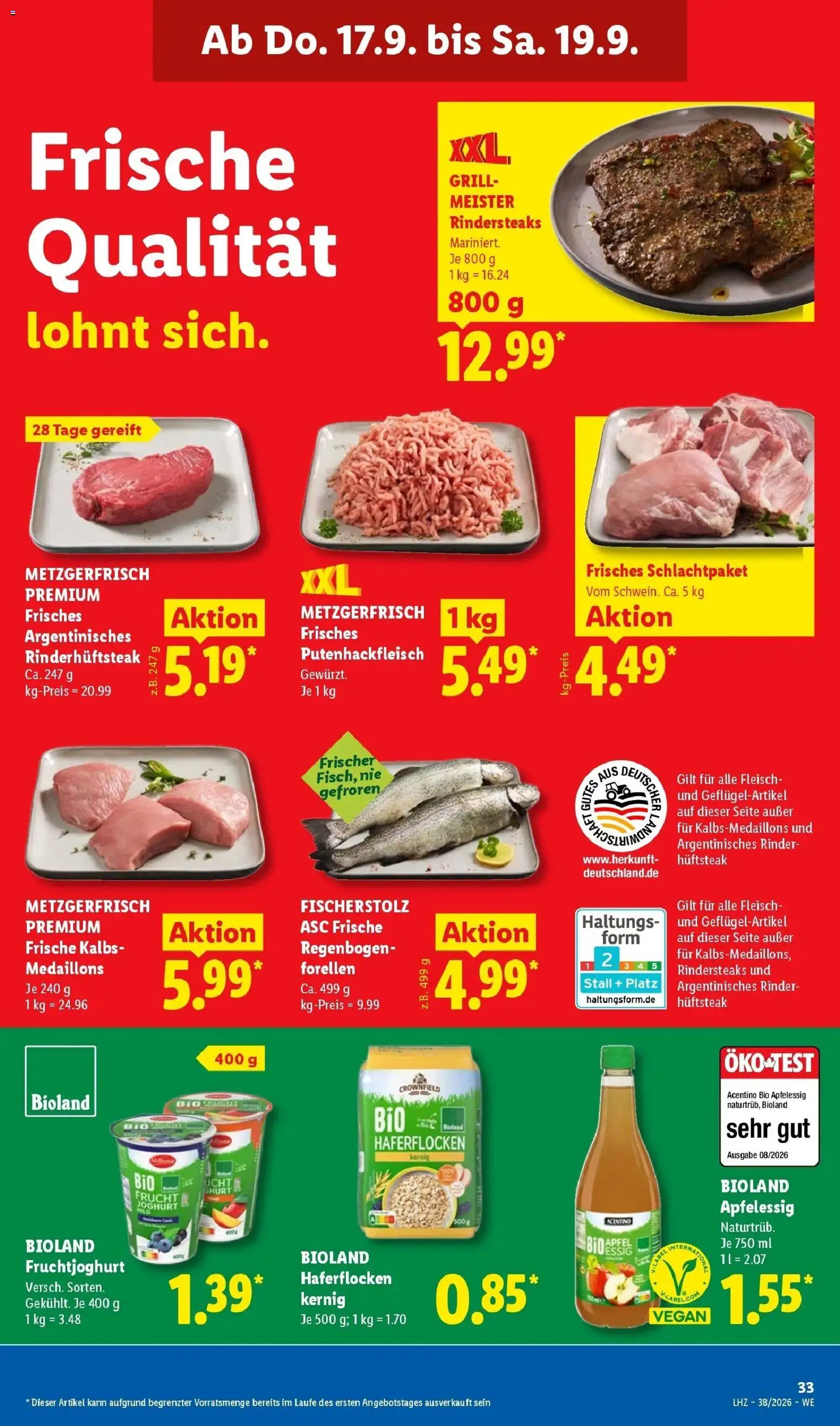 Lidl Prospekt Künzell (ab 14.09.2026) zum Blättern » Angebote | Seite: 57 | Produkte: Joghurt, Äpfel, Apple, Steak