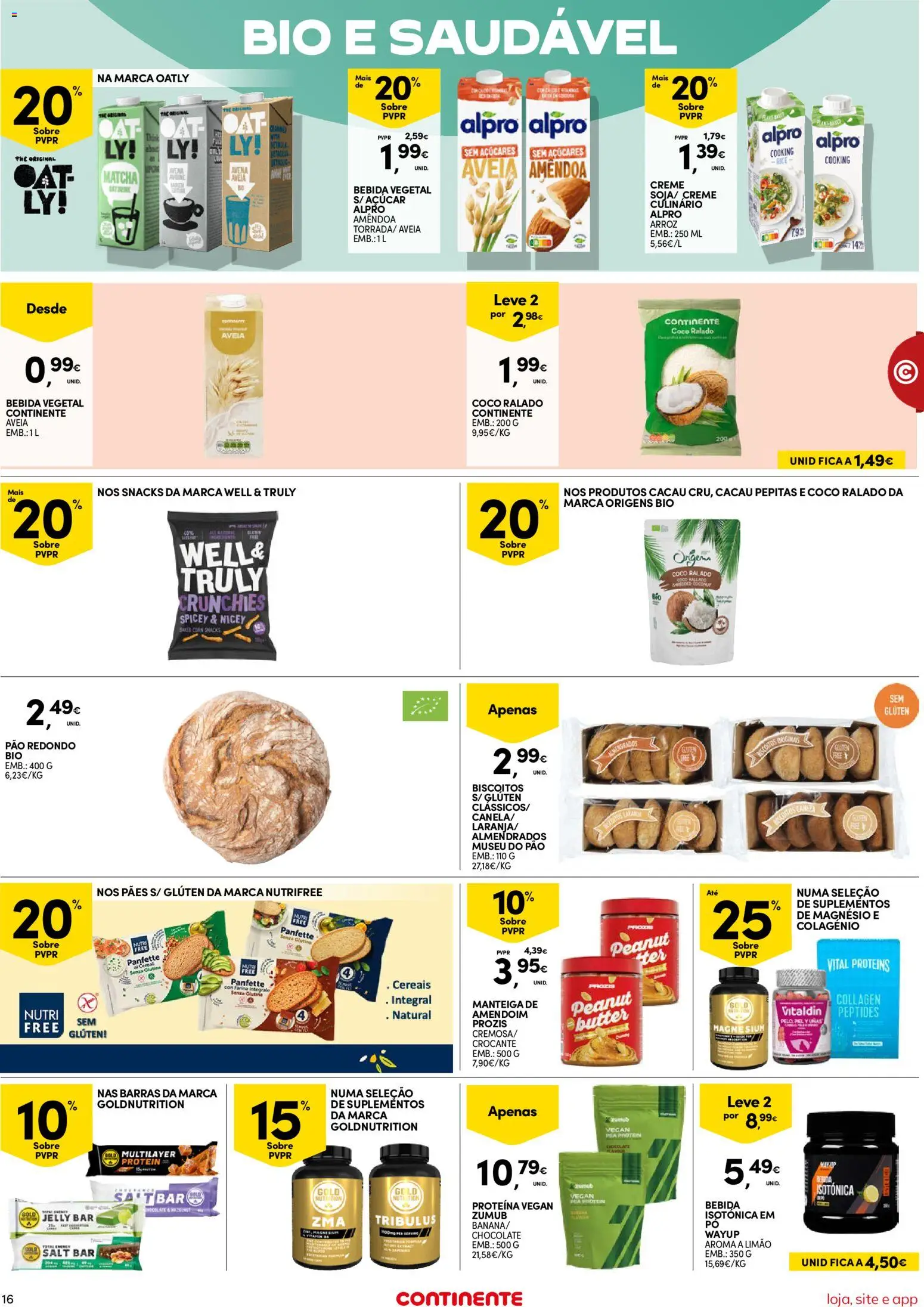 Continente Semanal Continente Bom Dia │ válido de 16.06.2026 | Página: 16 | Produtos: Manteiga de amendoim, Manteiga, Chocolate, Creme