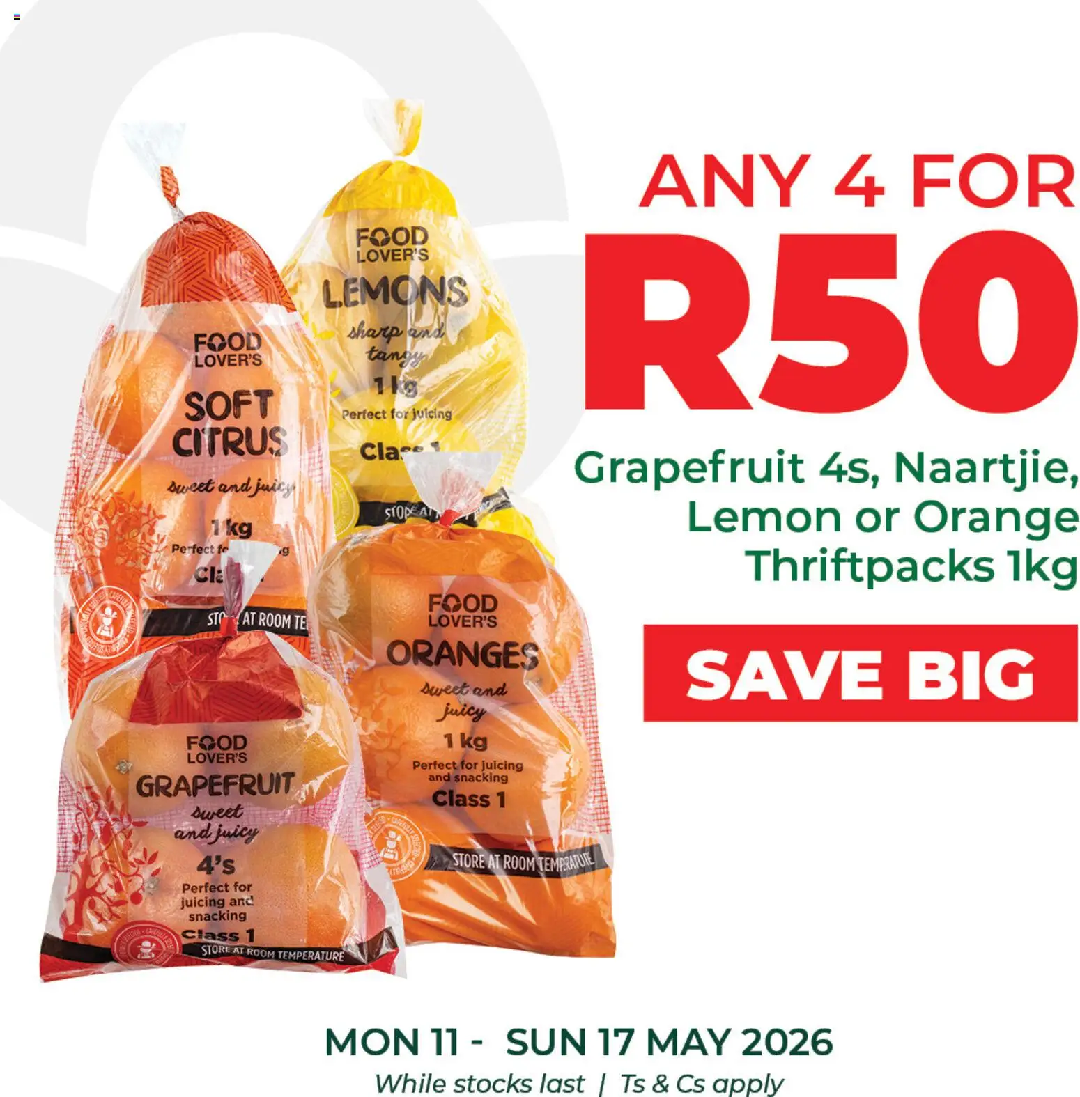 New Food Lover's Market catalogue – valid from 11.05.2026 | Page: 4 | Products: Oranges, Grapefruit, Lemon