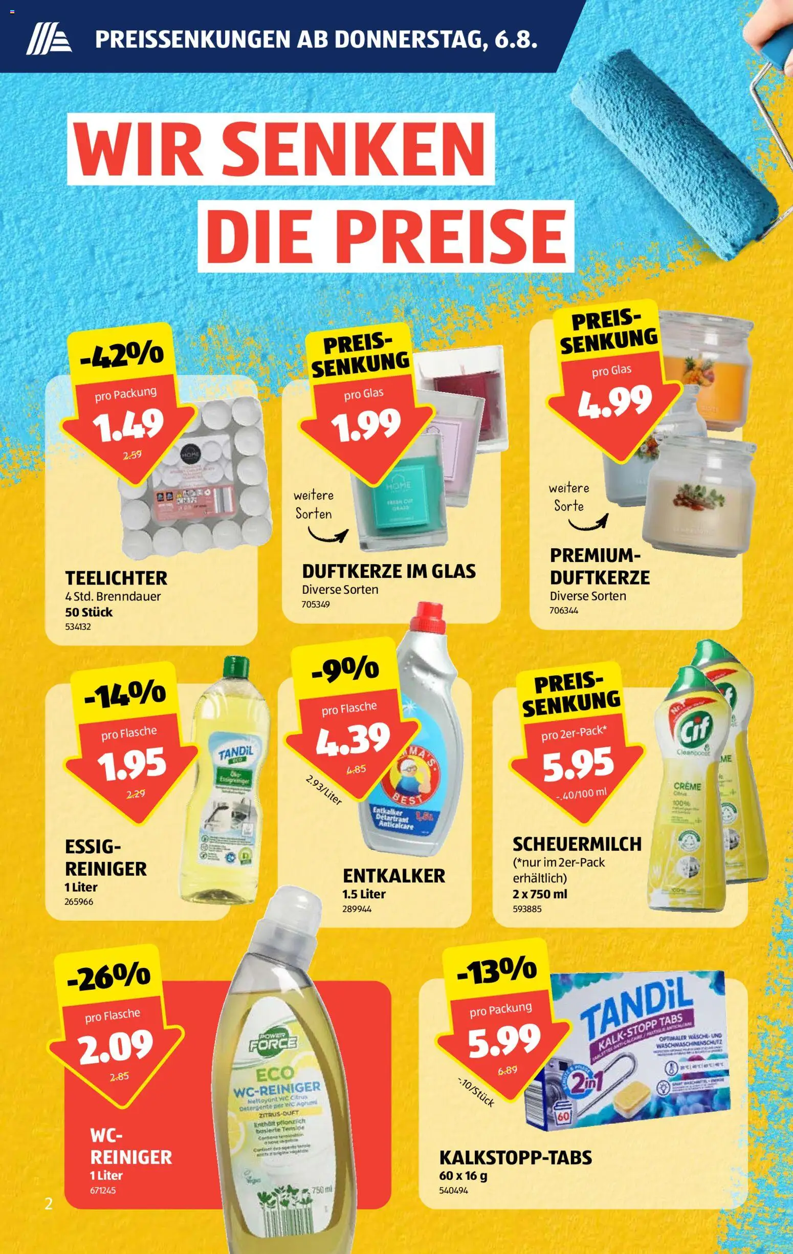Aldi aktionen – gültig ab 06.08.2026 | Seite: 2 | Produkte: Essig, Glas, Creme