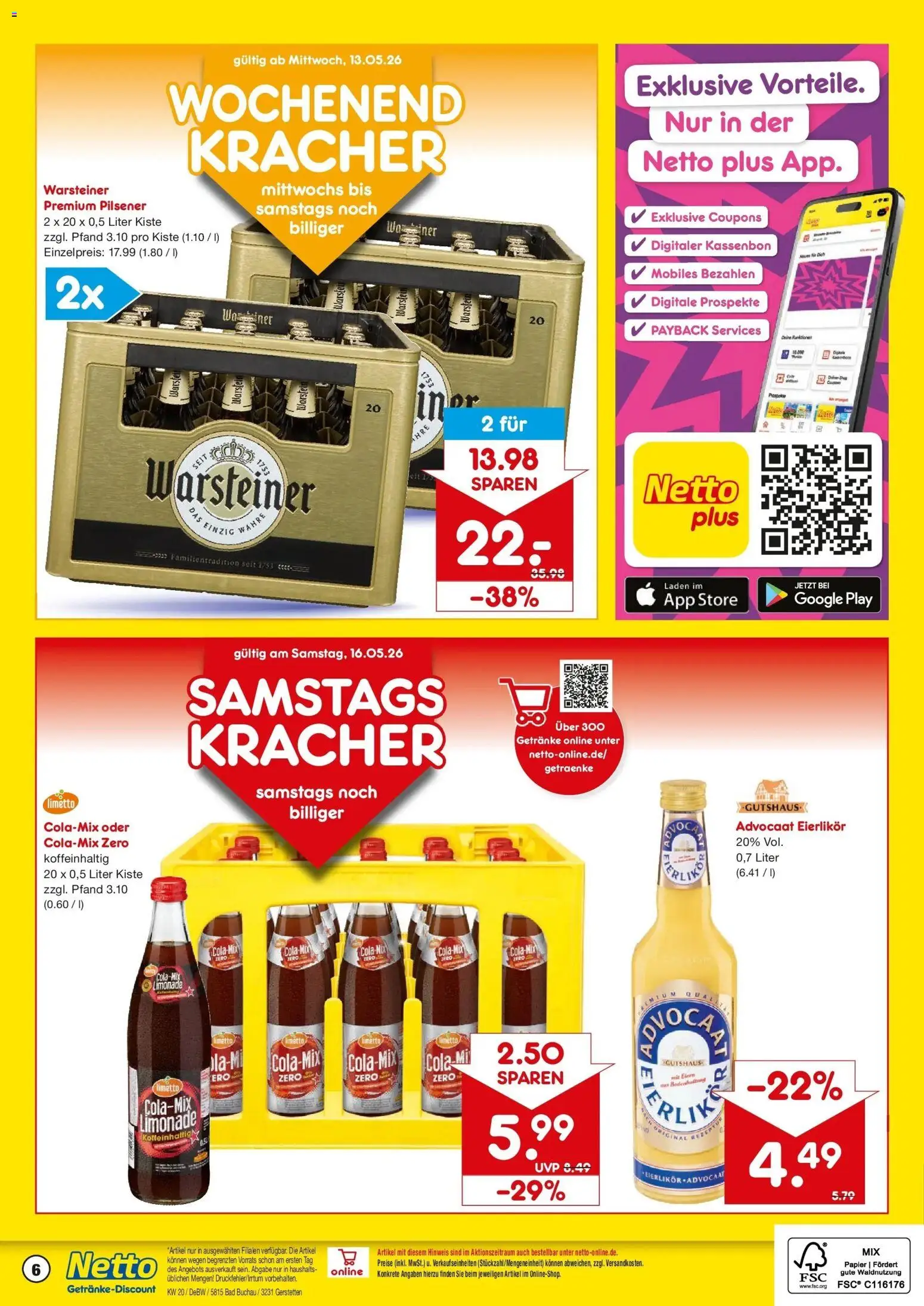 Netto Marken-Discount Prospekt Gerstetten	 – gültig ab 10.05.2026 | Seite: 6 | Produkte: Cola, Bad, Limonade, Warsteiner