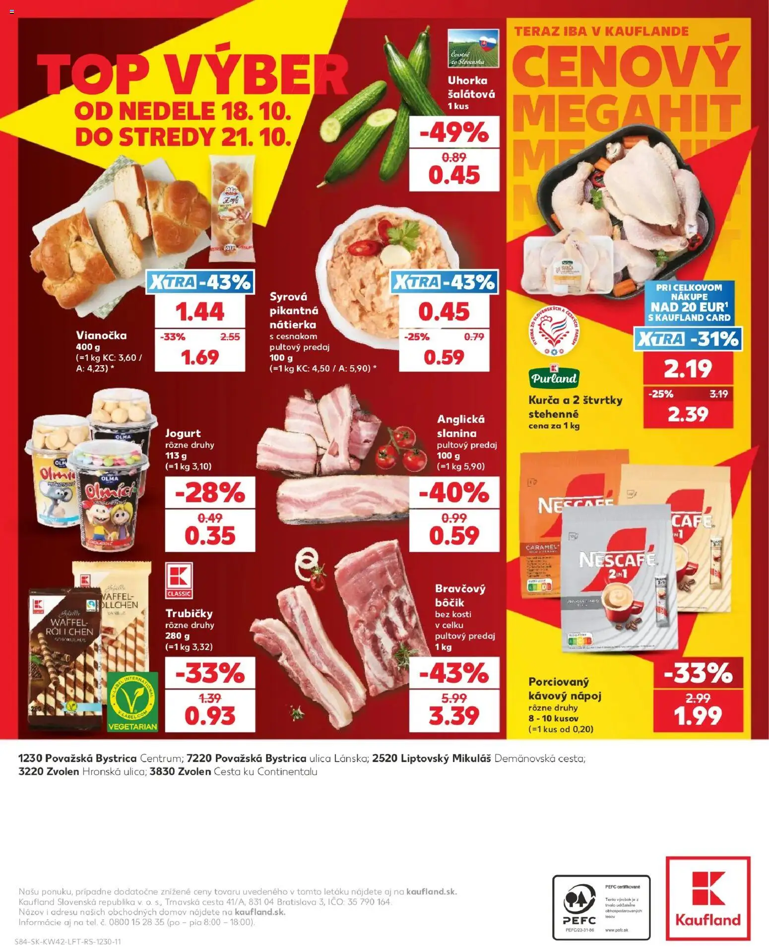 Nové Kaufland akcie – leták je platný od 15.10.2026 | Strana: 84 | Produkty: Jogurt, Slanina, Vianočka, Trubičky