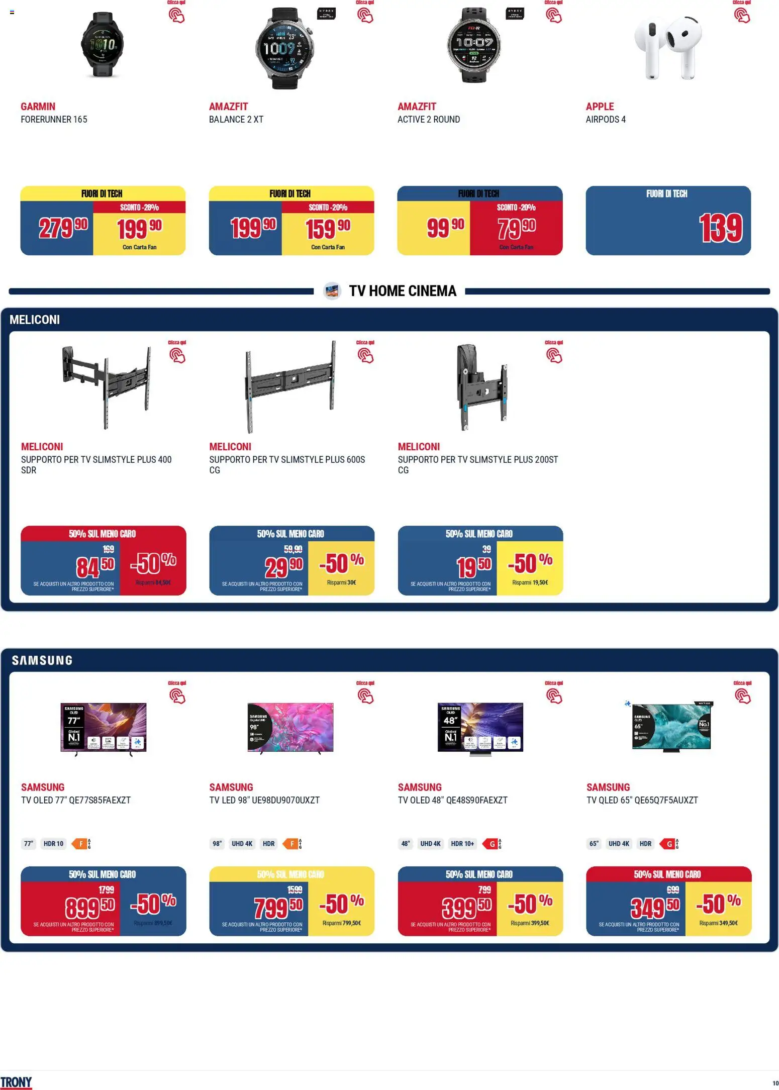 Volantino Trony del 28.04.2026 | Pagina: 10 | Prodotti: TV, Fan, Airpods, Samsung