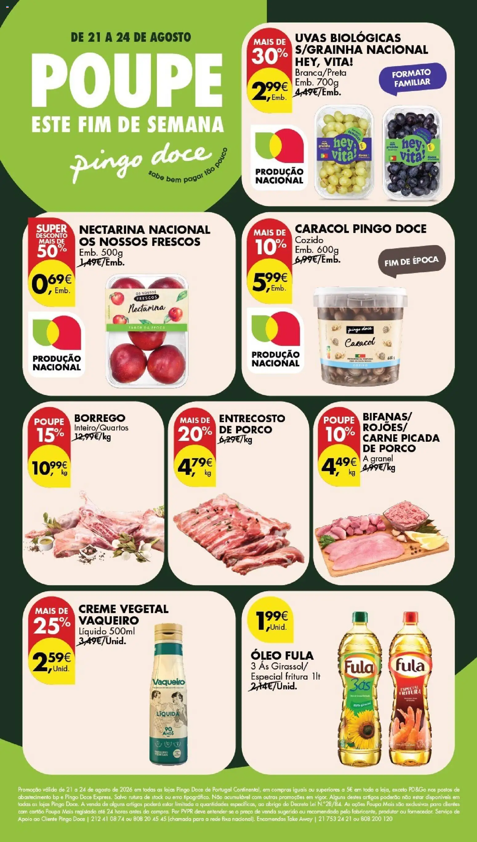 Pingo Doce Poupe este Fim de Semana │ válido de 21/08/2026 | Página: 1 | Produtos: Creme vegetal, Óleo, Carne, Uvas