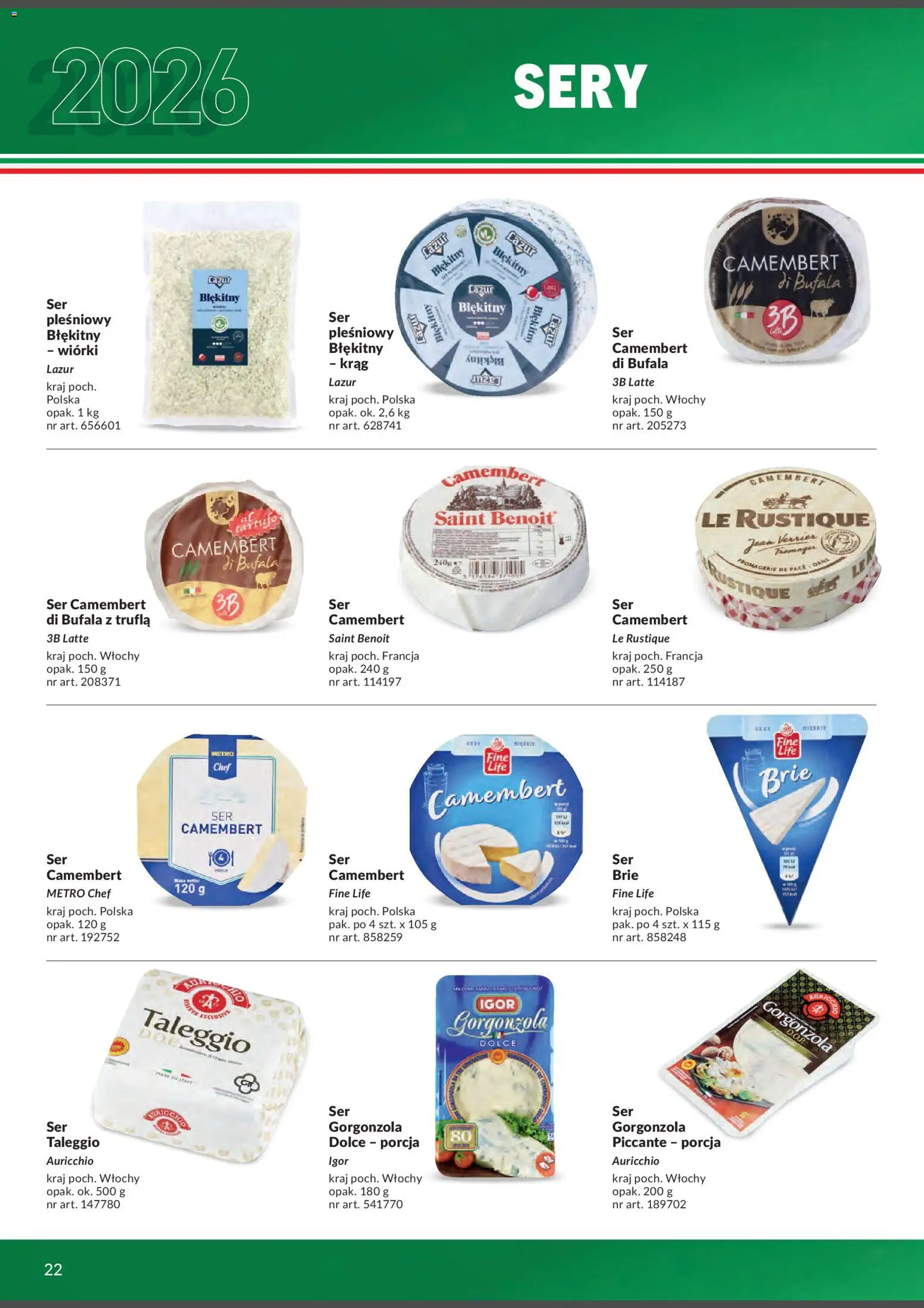 Makro Gazetka - Italia od 01.02.2026 | Strona: 22 | Produkty: Ser camembert, Camembert, Sery, Gorgonzola