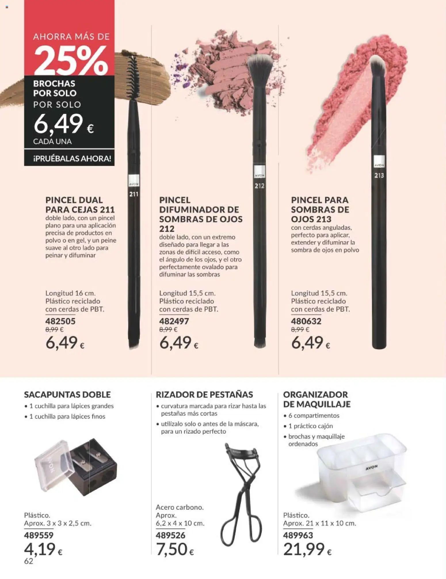 Catálogo AVON campaña 8 │ válido desde el 01/08/2026 | Página: 62 | Productos: Polvo, Sombra, Organizador, Sacapuntas