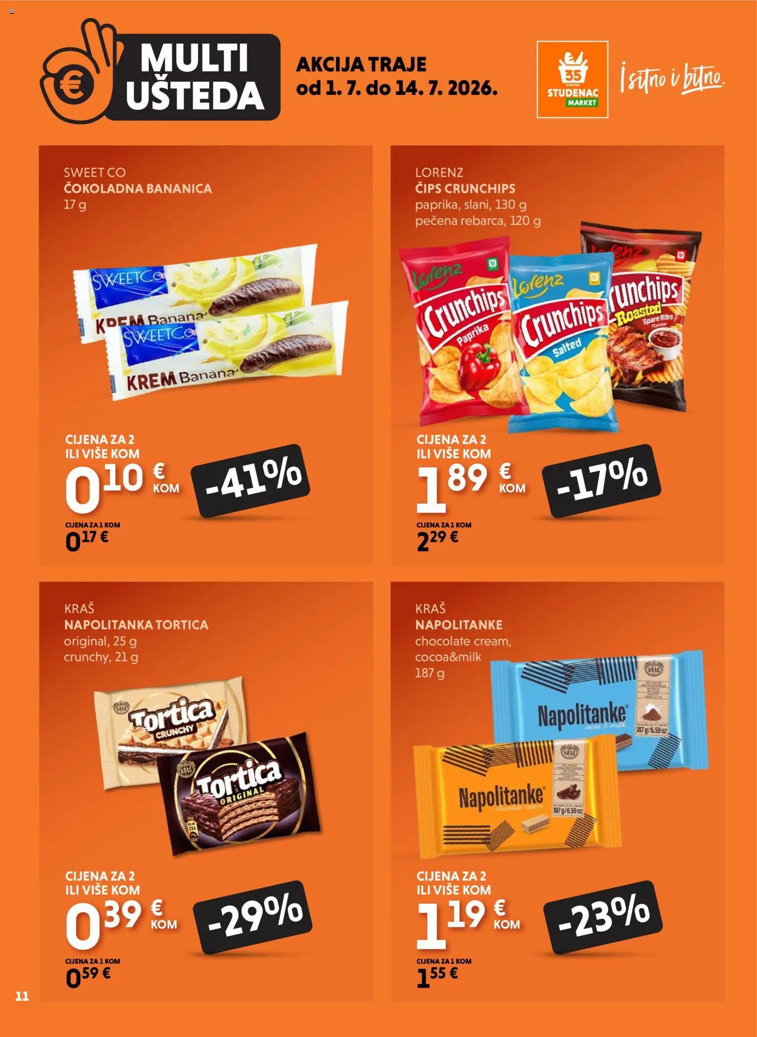 Studenac katalog | vrijedi od 01.07.2026 | Stranica: 11 | Proizvodi: Paprika, Čips, Napolitanke