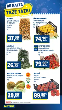 16 Temmuz 2026 tarihinden itibaren geçerli olan Metro kataloğu önizlemesi | Sayfa: 2 | Ürünler: Domates, Patates, Limon, Şeftali