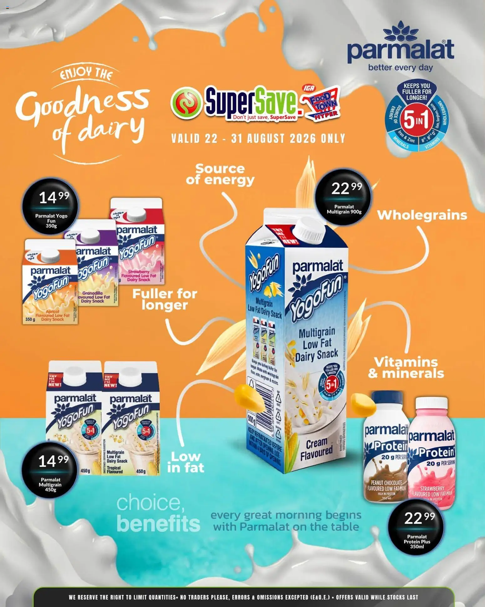 New Super Save catalogue – valid from 22/08/2026 | Page: 3 | Products: Table, Protein, Vitamins, Milk