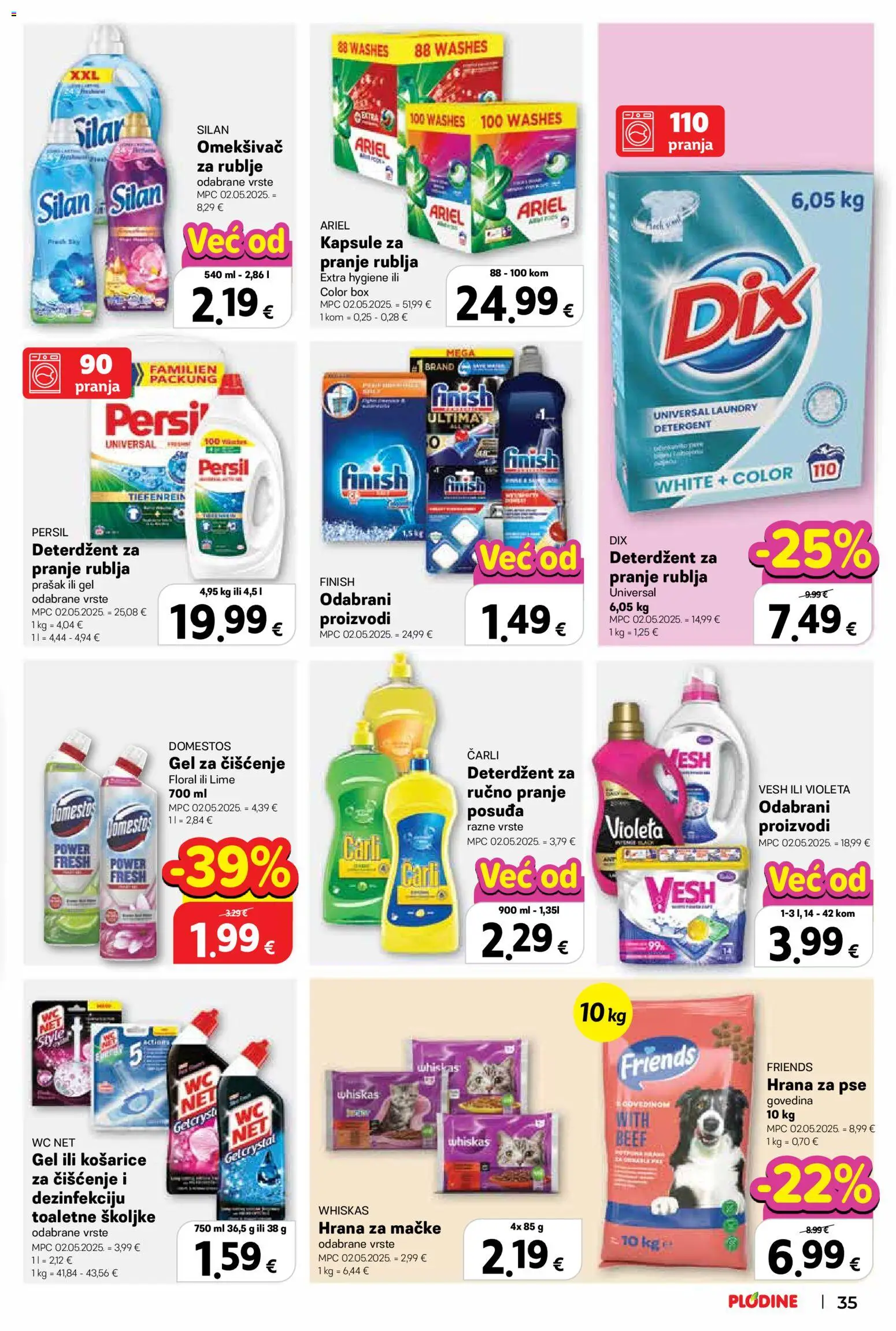 Plodine katalog | vrijedi od 10.06.2026 | Stranica: 35 | Proizvodi: Deterdžent, Hrana za mačke, Finish, Violeta
