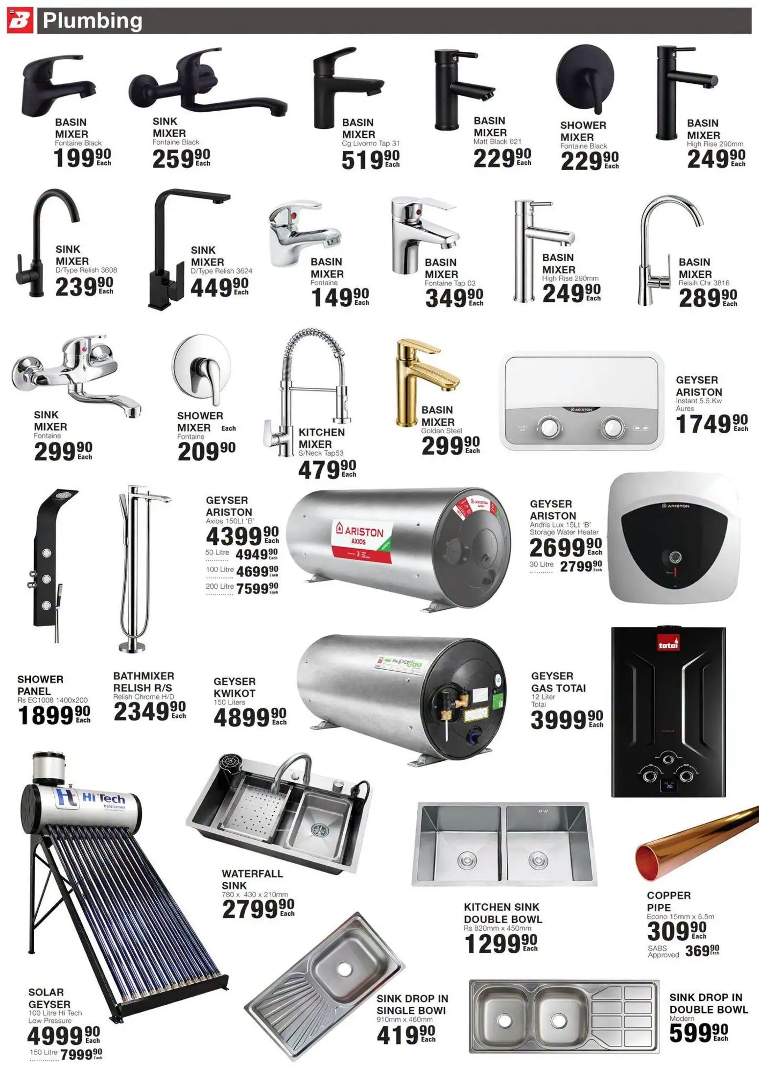 New Build It catalogue – valid from 16/07/2026 | Page: 8 | Products: Mixer, Shower, Sink, Water