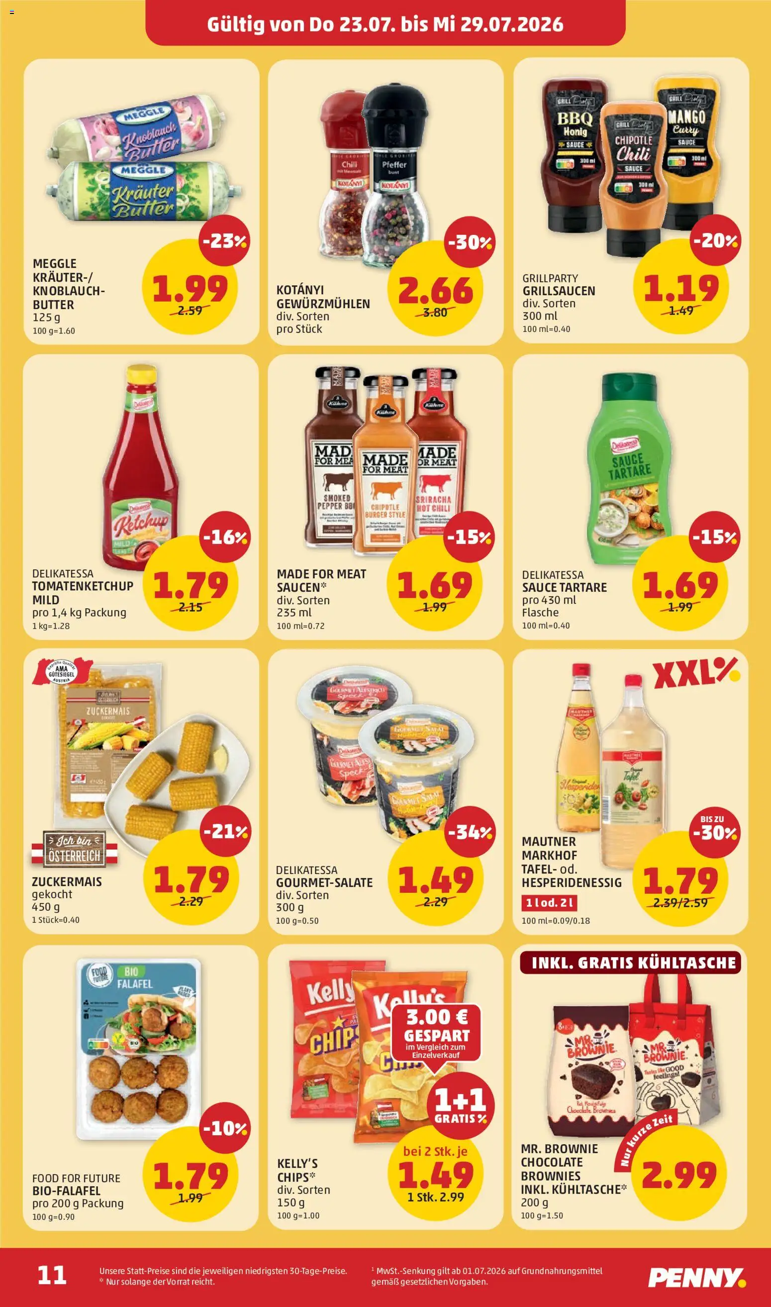 Penny Markt Flugblatt gültig ab 23.07.2026 | Seite: 11 | Produkte: Ketchup, Pfeffer, Butter, Bier