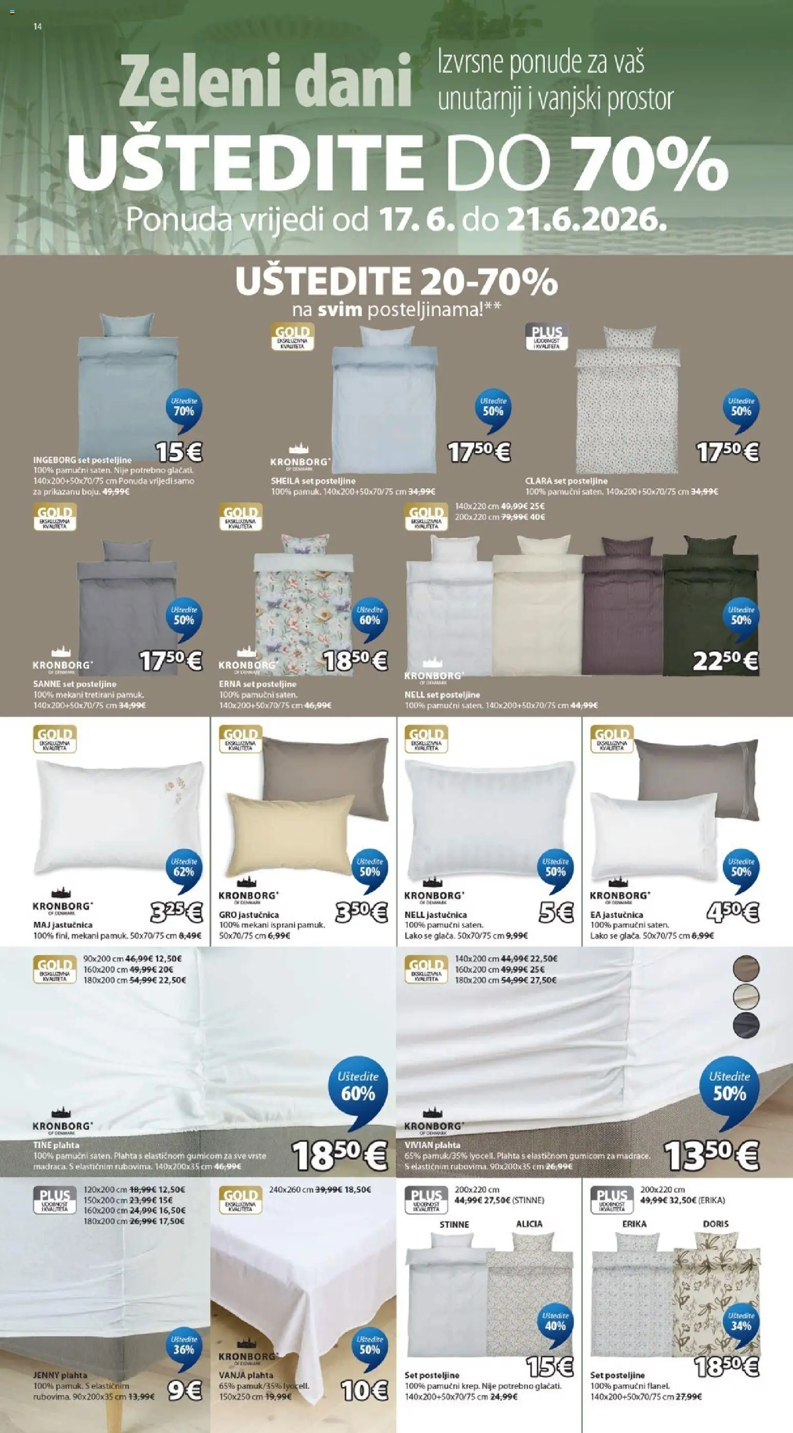 JYSK katalog | vrijedi od 17.06.2026 | Stranica: 14 | Proizvodi: Jastučnica, Plahta