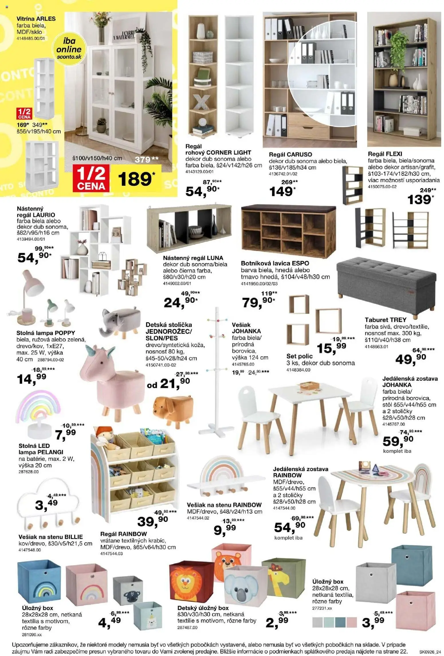 Nové Sconto nábytok akcie – leták je platný od 15.07.2026 | Strana: 24 | Produkty: Stoličky, Regál, Lampa, Led lampa