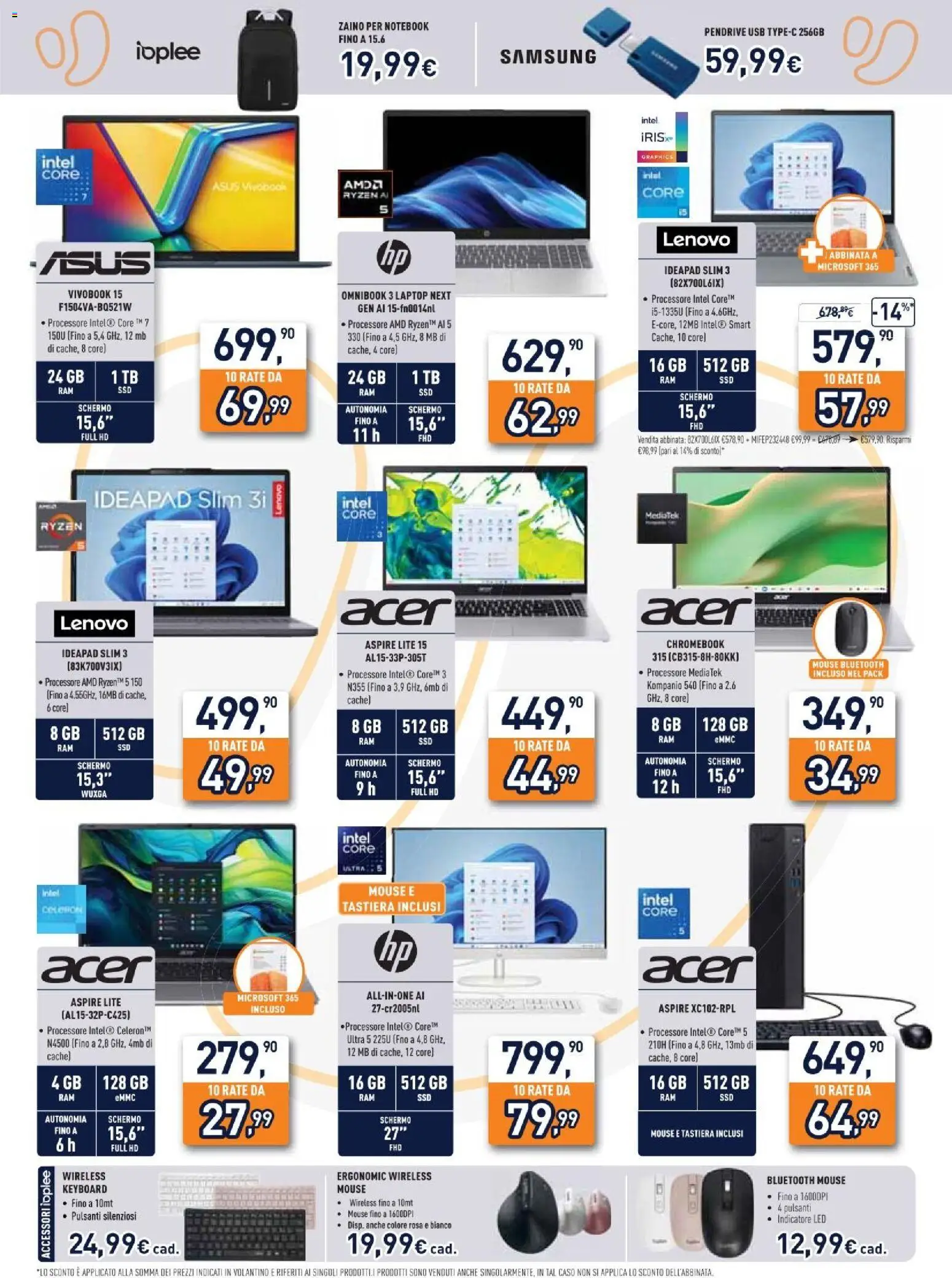 Volantino Unieuro del 01/07/2026 | Pagina: 15 | Prodotti: Zaino, Laptop, Tastiera, Samsung
