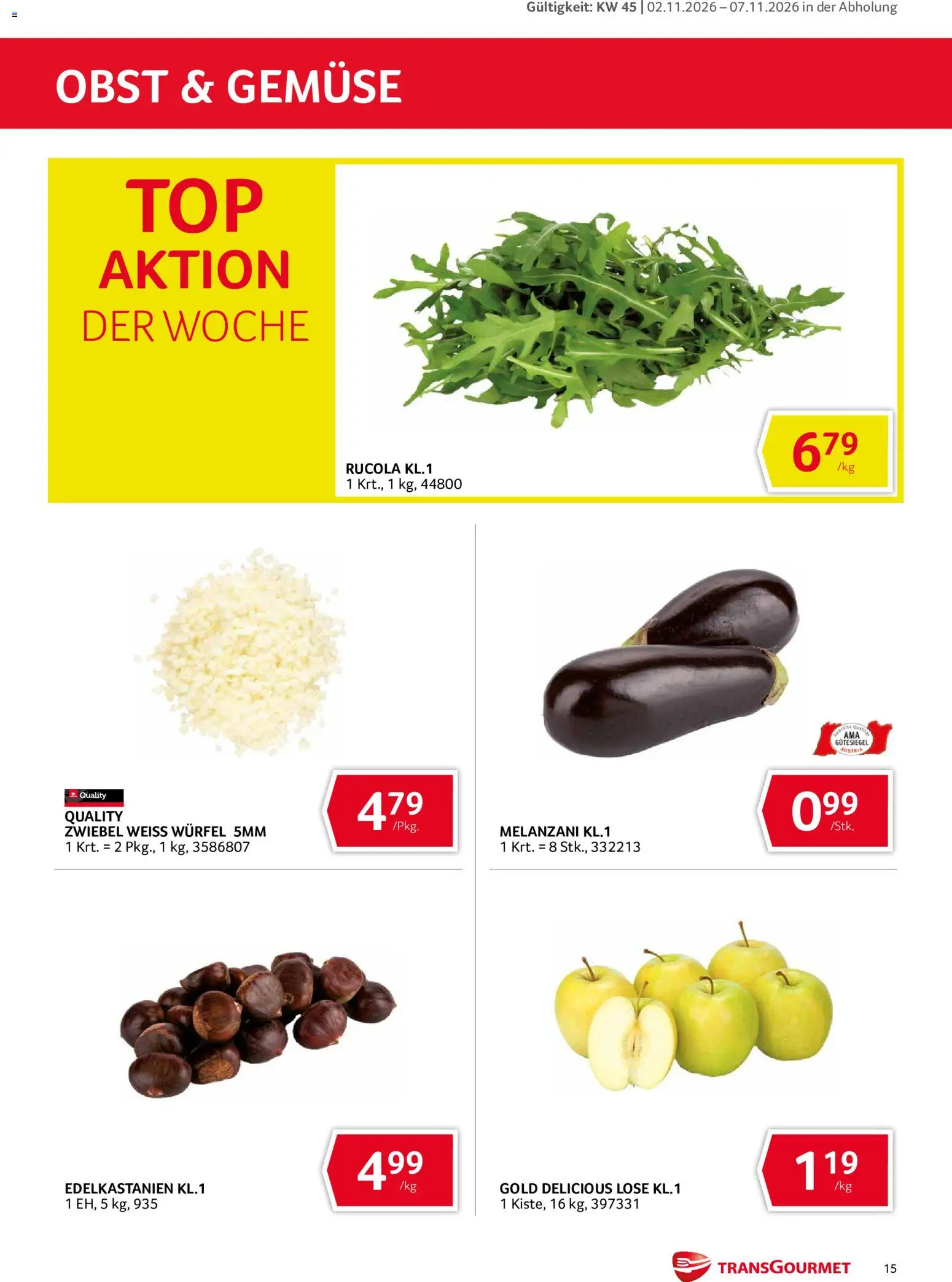 Transgourmet Abhol Aktion gültig ab 02.11.2026 | Seite: 15 | Produkte: Gemüse, Obst