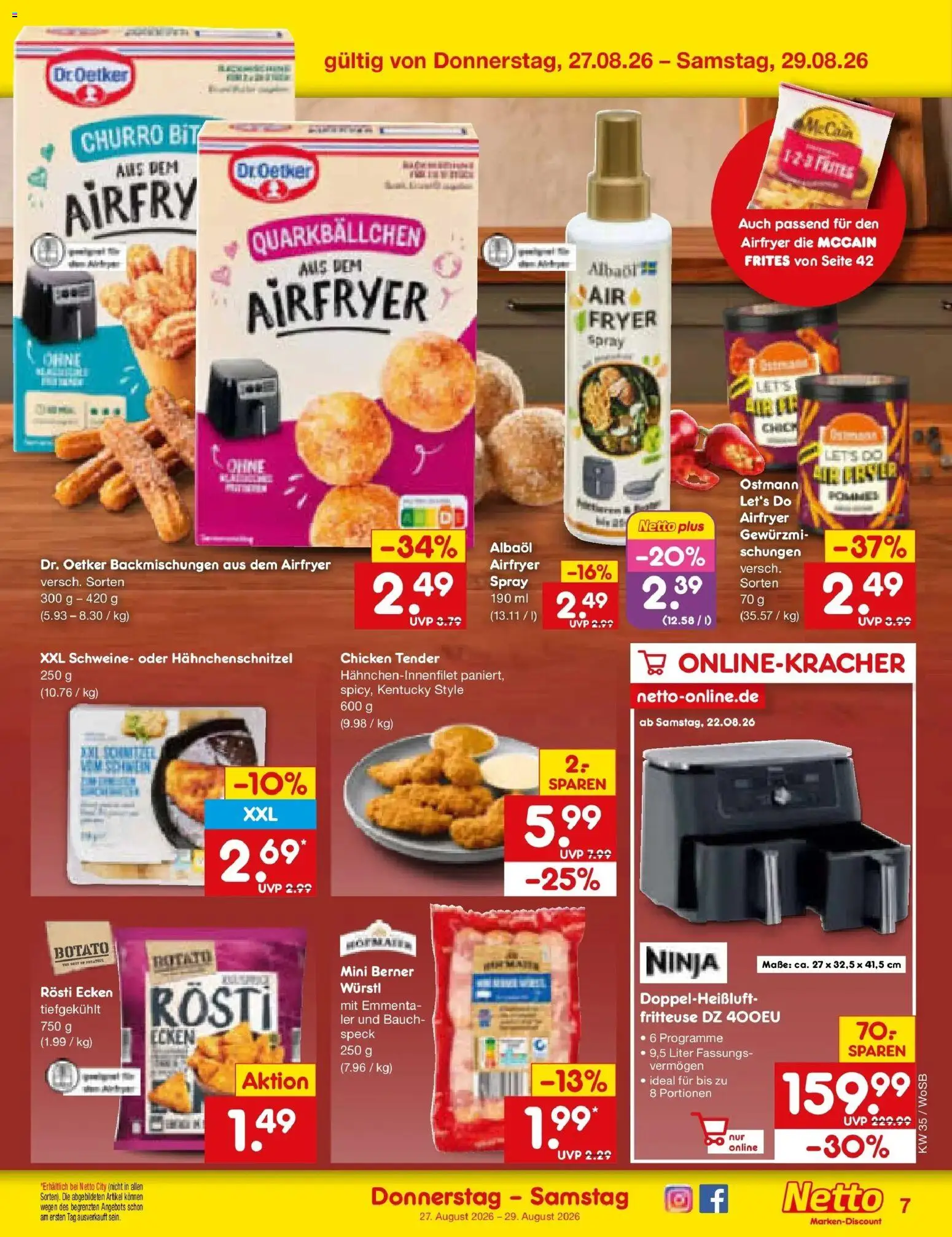 Netto Marken-Discount Prospekt Ludwigshafen-Edigheim (ab 24.08.2026) » Angebote | Seite: 53 | Produkte: Würstl, McCain, Fritteuse